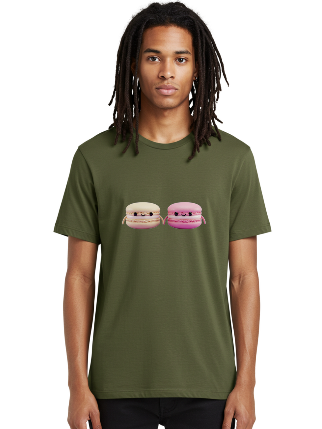 Macarons-5 Men'S Graphic Tee, 100% Cotton, Comfortable Casual Summer Wear, Machine Washable, Cute Macaron Characters, Pastel Colors, Soft Toys, Adorable Faces, Whimsical Design, Sweet Treats, Plush Friends, Kawaii Baa949