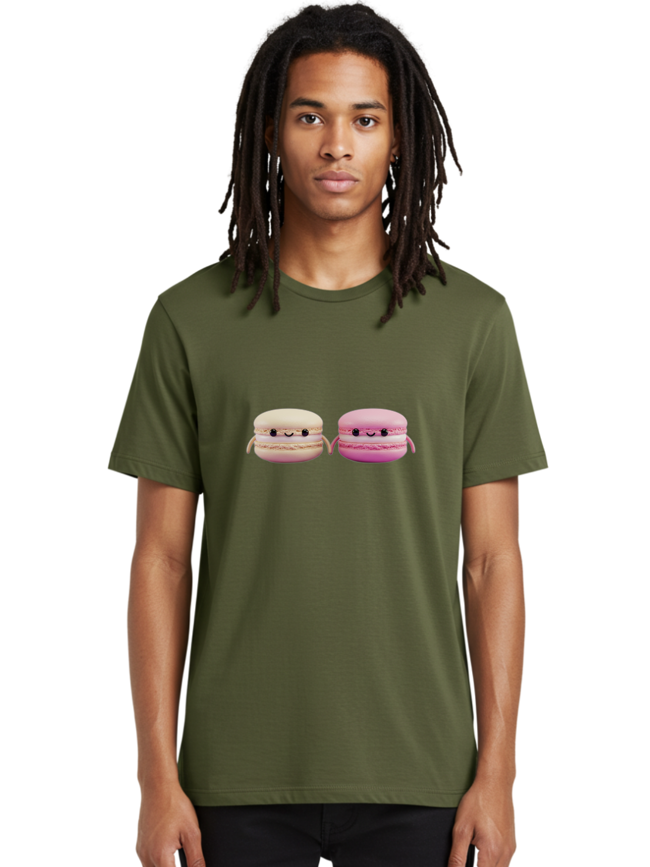 Macarons-5 Men'S Graphic Tee, 100% Cotton, Comfortable Casual Summer Wear, Machine Washable, Cute Macaron Characters, Pastel Colors, Soft Toys, Adorable Faces, Whimsical Design, Sweet Treats, Plush Friends, Kawaii Baa949