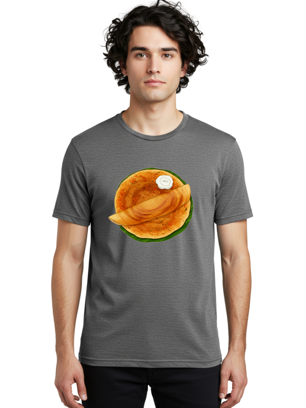 Masala-Dosa-10 Men'S Graphic Tee, 100% Cotton, Comfortable Casual Summer Wear, Machine Washable, South Indian Cuisine, Traditional Breakfast, Fermented Rice, Black Lentils, Crispy Dosa, Chutney, Savory Flavors, Indian Food, Dosa Recipe, Baa971