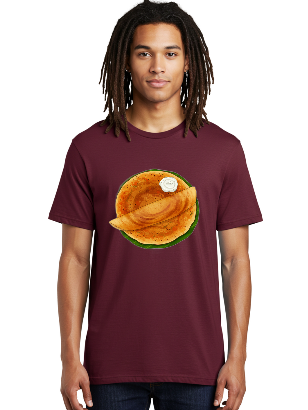 Masala-Dosa-10 Men'S Graphic Tee, 100% Cotton, Comfortable Casual Summer Wear, Machine Washable, South Indian Cuisine, Traditional Breakfast, Fermented Rice, Black Lentils, Crispy Dosa, Chutney, Savory Flavors, Indian Food, Dosa Recipe, Baa971