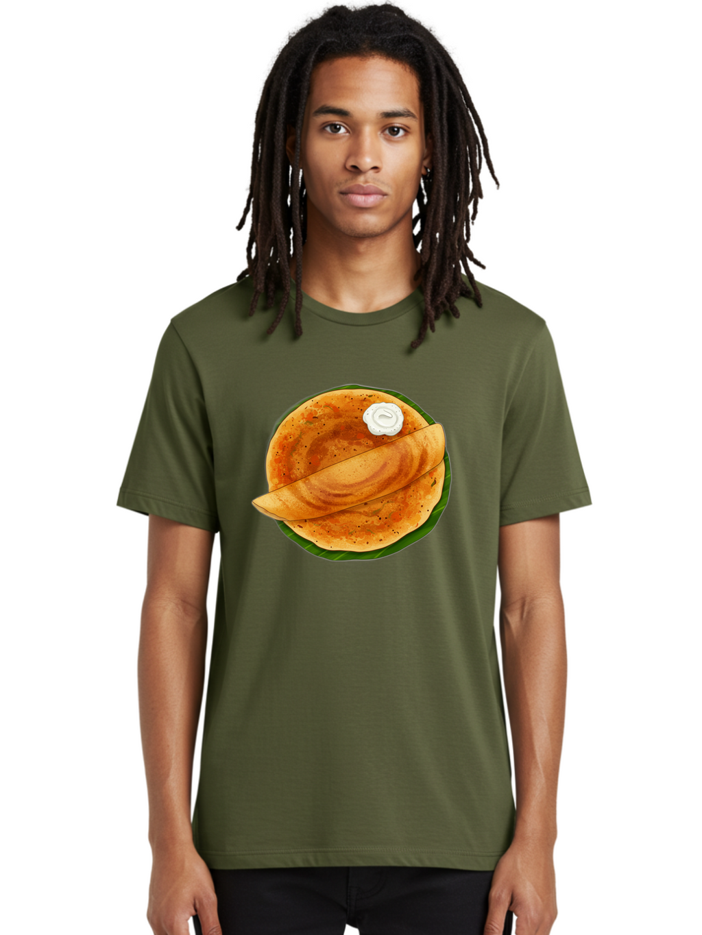 Masala-Dosa-10 Men'S Graphic Tee, 100% Cotton, Comfortable Casual Summer Wear, Machine Washable, South Indian Cuisine, Traditional Breakfast, Fermented Rice, Black Lentils, Crispy Dosa, Chutney, Savory Flavors, Indian Food, Dosa Recipe, Baa971