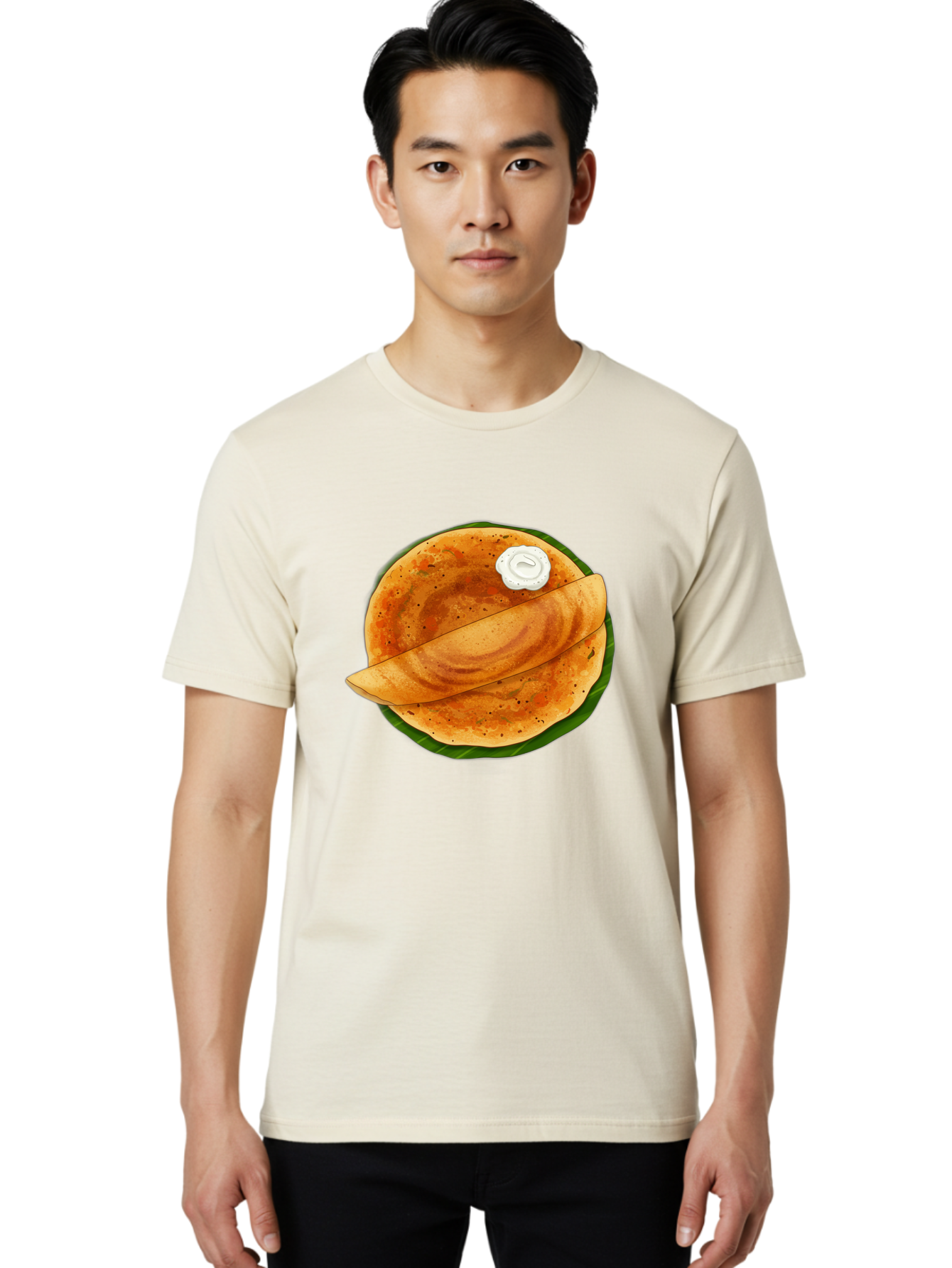 Masala-Dosa-10 Men'S Graphic Tee, 100% Cotton, Comfortable Casual Summer Wear, Machine Washable, South Indian Cuisine, Traditional Breakfast, Fermented Rice, Black Lentils, Crispy Dosa, Chutney, Savory Flavors, Indian Food, Dosa Recipe, Baa971