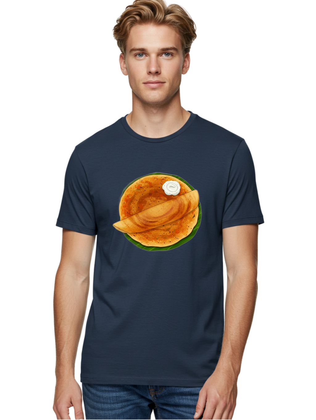 Masala-Dosa-10 Men'S Graphic Tee, 100% Cotton, Comfortable Casual Summer Wear, Machine Washable, South Indian Cuisine, Traditional Breakfast, Fermented Rice, Black Lentils, Crispy Dosa, Chutney, Savory Flavors, Indian Food, Dosa Recipe, Baa971