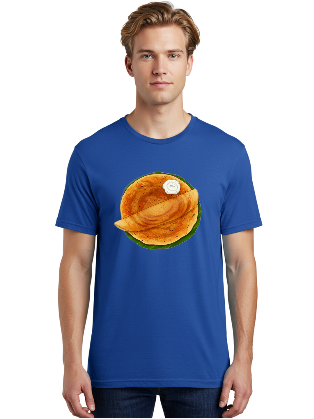 Masala-Dosa-10 Men'S Graphic Tee, 100% Cotton, Comfortable Casual Summer Wear, Machine Washable, South Indian Cuisine, Traditional Breakfast, Fermented Rice, Black Lentils, Crispy Dosa, Chutney, Savory Flavors, Indian Food, Dosa Recipe, Baa971