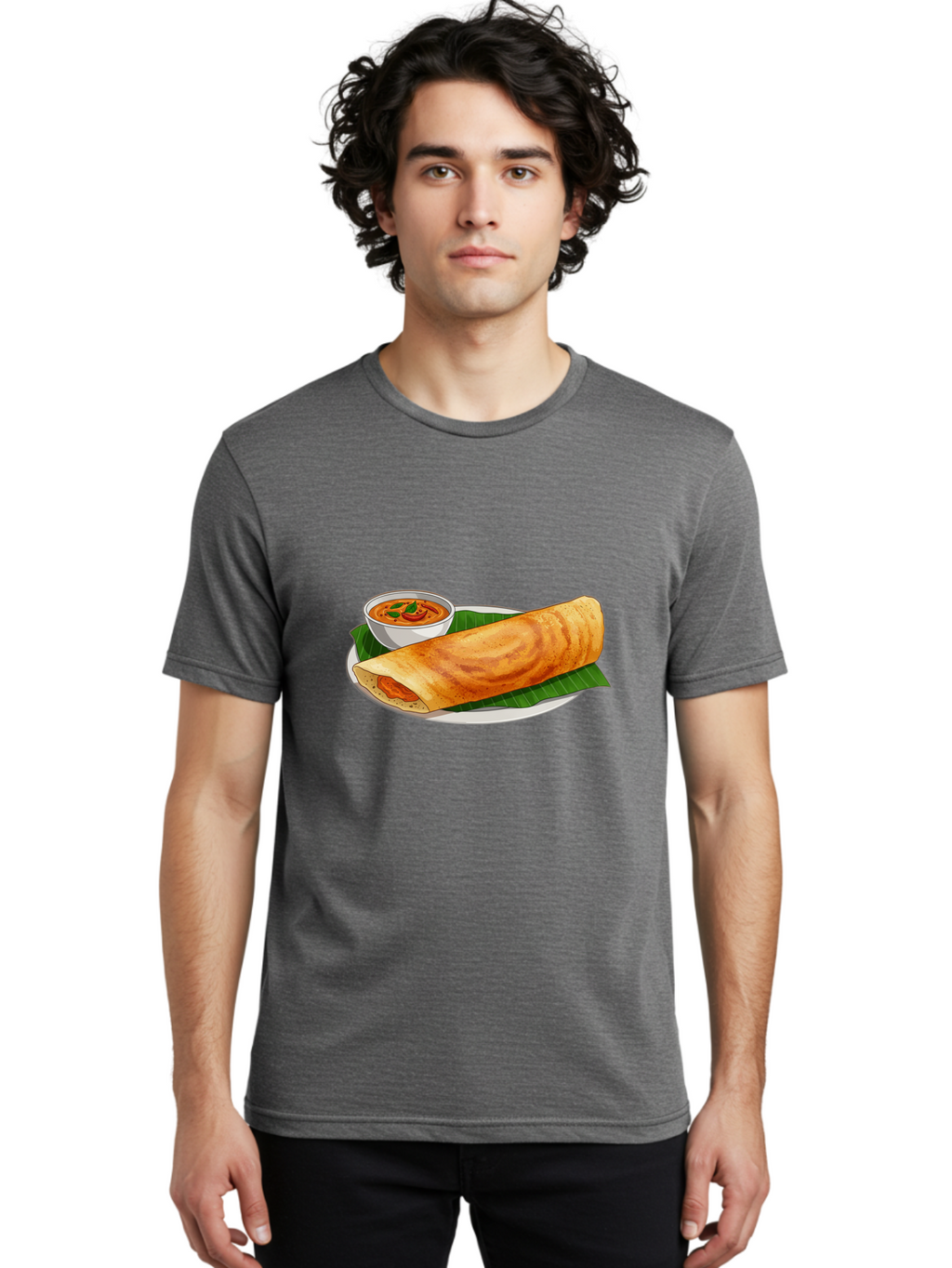 Masala-Dosa-11 Men'S Graphic Tee, 100% Cotton, Comfortable Casual Summer Wear, Machine Washable, South Indian Cuisine, Traditional Breakfast, Masala Dosa, Dosa With Chutney, Savory Crepe, Indian Street Food, Delicious Meal, Flavorful Spices, Baa972