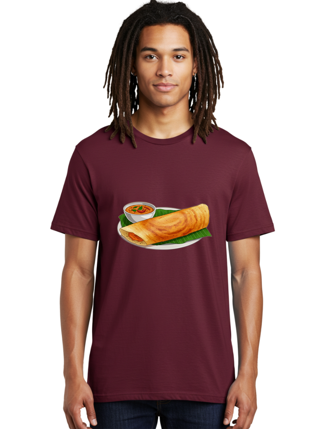 Masala-Dosa-11 Men'S Graphic Tee, 100% Cotton, Comfortable Casual Summer Wear, Machine Washable, South Indian Cuisine, Traditional Breakfast, Masala Dosa, Dosa With Chutney, Savory Crepe, Indian Street Food, Delicious Meal, Flavorful Spices, Baa972