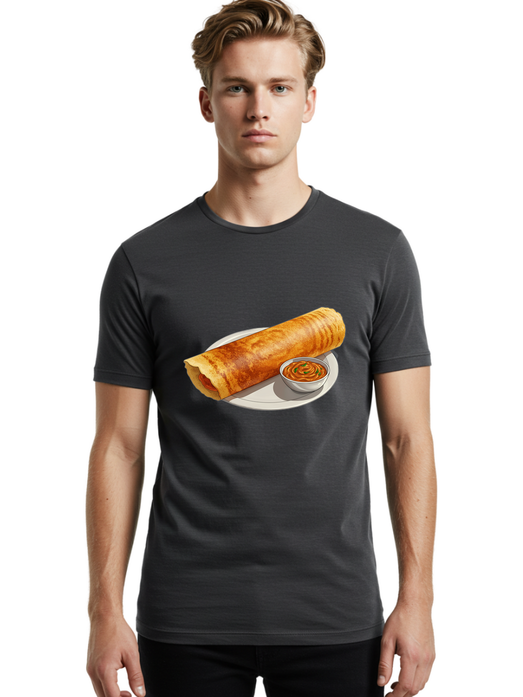 Masala-Dosa-12 Men'S Graphic Tee, 100% Cotton, Comfortable Casual Summer Wear, Machine Washable, South Indian Cuisine, Masala Dosa, Crepe, Fermented Rice, Savory Dish, Chutney, Spicy Food, Traditional Recipe Baa973