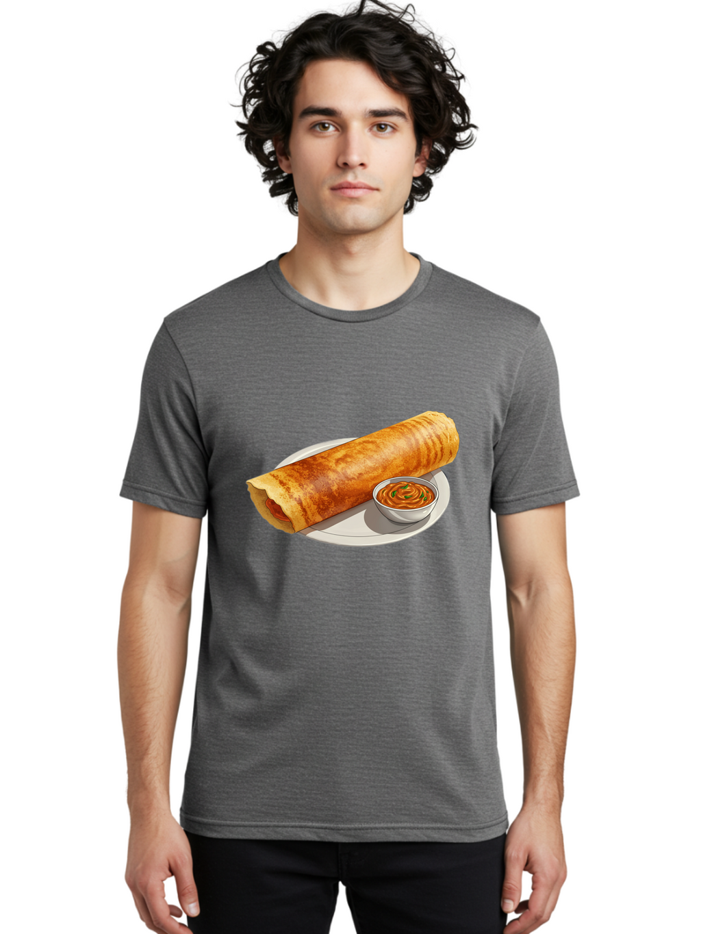 Masala-Dosa-12 Men'S Graphic Tee, 100% Cotton, Comfortable Casual Summer Wear, Machine Washable, South Indian Cuisine, Masala Dosa, Crepe, Fermented Rice, Savory Dish, Chutney, Spicy Food, Traditional Recipe Baa973