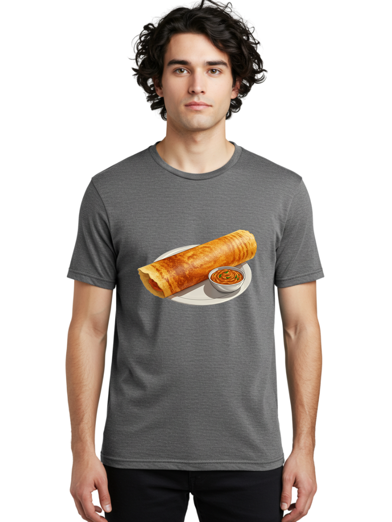Masala-Dosa-12 Men'S Graphic Tee, 100% Cotton, Comfortable Casual Summer Wear, Machine Washable, South Indian Cuisine, Masala Dosa, Crepe, Fermented Rice, Savory Dish, Chutney, Spicy Food, Traditional Recipe Baa973