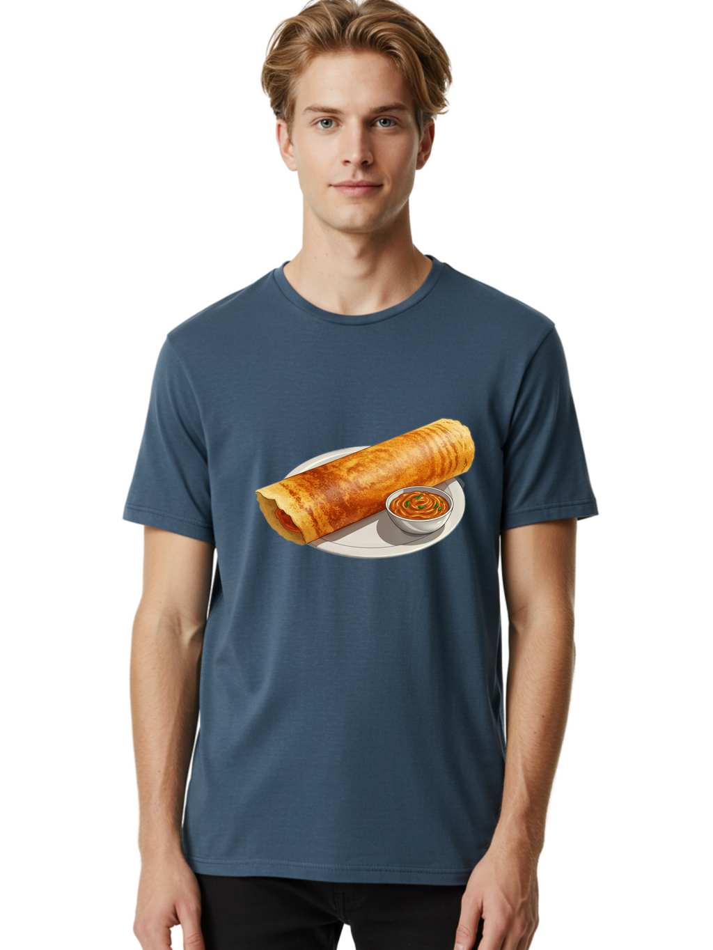 Masala-Dosa-12 Men'S Graphic Tee, 100% Cotton, Comfortable Casual Summer Wear, Machine Washable, South Indian Cuisine, Masala Dosa, Crepe, Fermented Rice, Savory Dish, Chutney, Spicy Food, Traditional Recipe Baa973