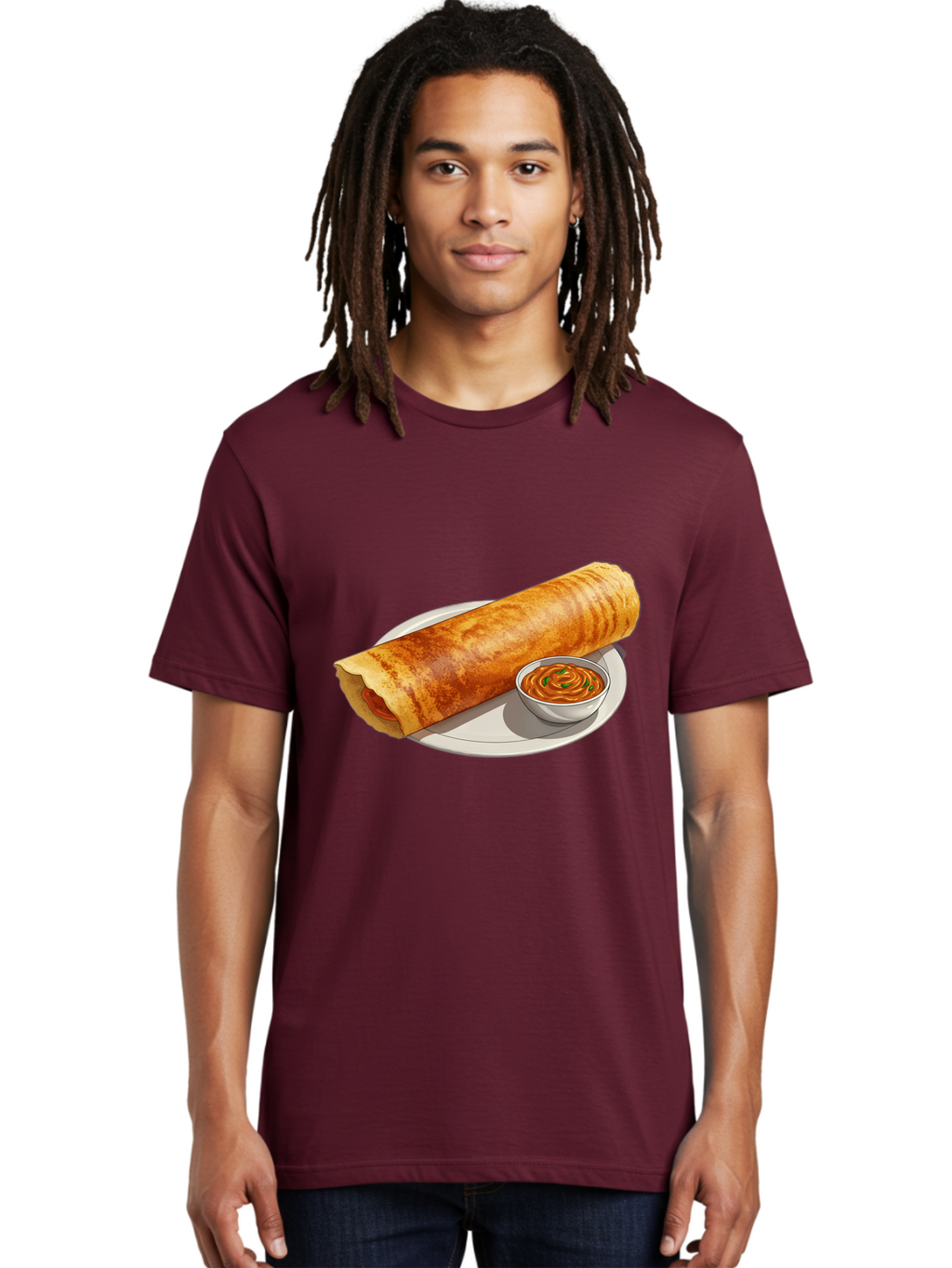 Masala-Dosa-12 Men'S Graphic Tee, 100% Cotton, Comfortable Casual Summer Wear, Machine Washable, South Indian Cuisine, Masala Dosa, Crepe, Fermented Rice, Savory Dish, Chutney, Spicy Food, Traditional Recipe Baa973