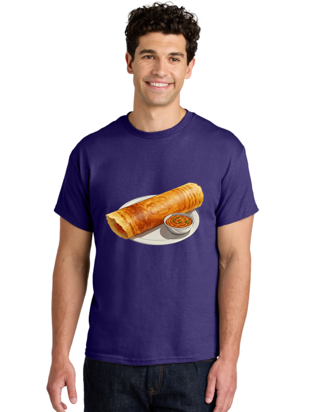 Masala-Dosa-12 Men'S Graphic Tee, 100% Cotton, Comfortable Casual Summer Wear, Machine Washable, South Indian Cuisine, Masala Dosa, Crepe, Fermented Rice, Savory Dish, Chutney, Spicy Food, Traditional Recipe Baa973