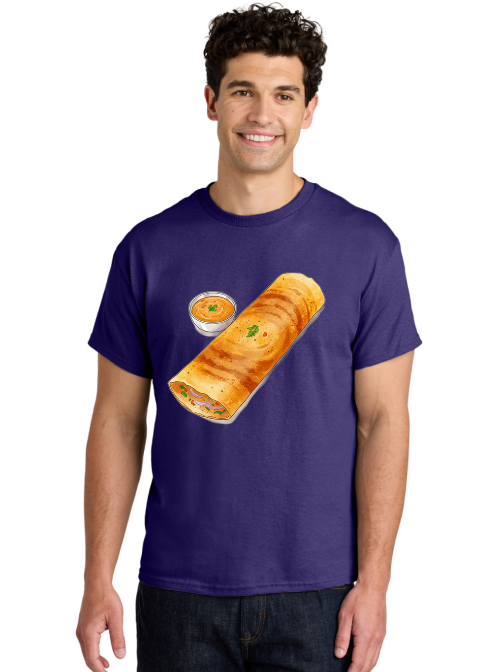 Masala-Dosa-13 Men'S Graphic Tee, 100% Cotton, Comfortable Casual Summer Wear, Machine Washable, Masala Dosa, South Indian Cuisine, Crepe, Rolled Dosa, Spicy Filling, Potato And Onion, Chutney, Indian Food, Traditional Dish, Flavorful, Baa974