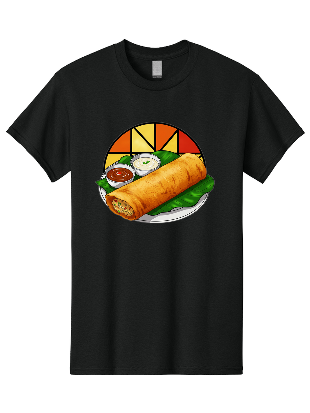 Masala-Dosa-14 Men'S Graphic Tee, 100% Cotton, Comfortable Casual Summer Wear, Machine Washable, South Indian Cuisine, Traditional Dosa, Masala Filling, Chutney, Sambar, Indian Breakfast, Fermented Rice Crepe, Delicious Meal, Baa975