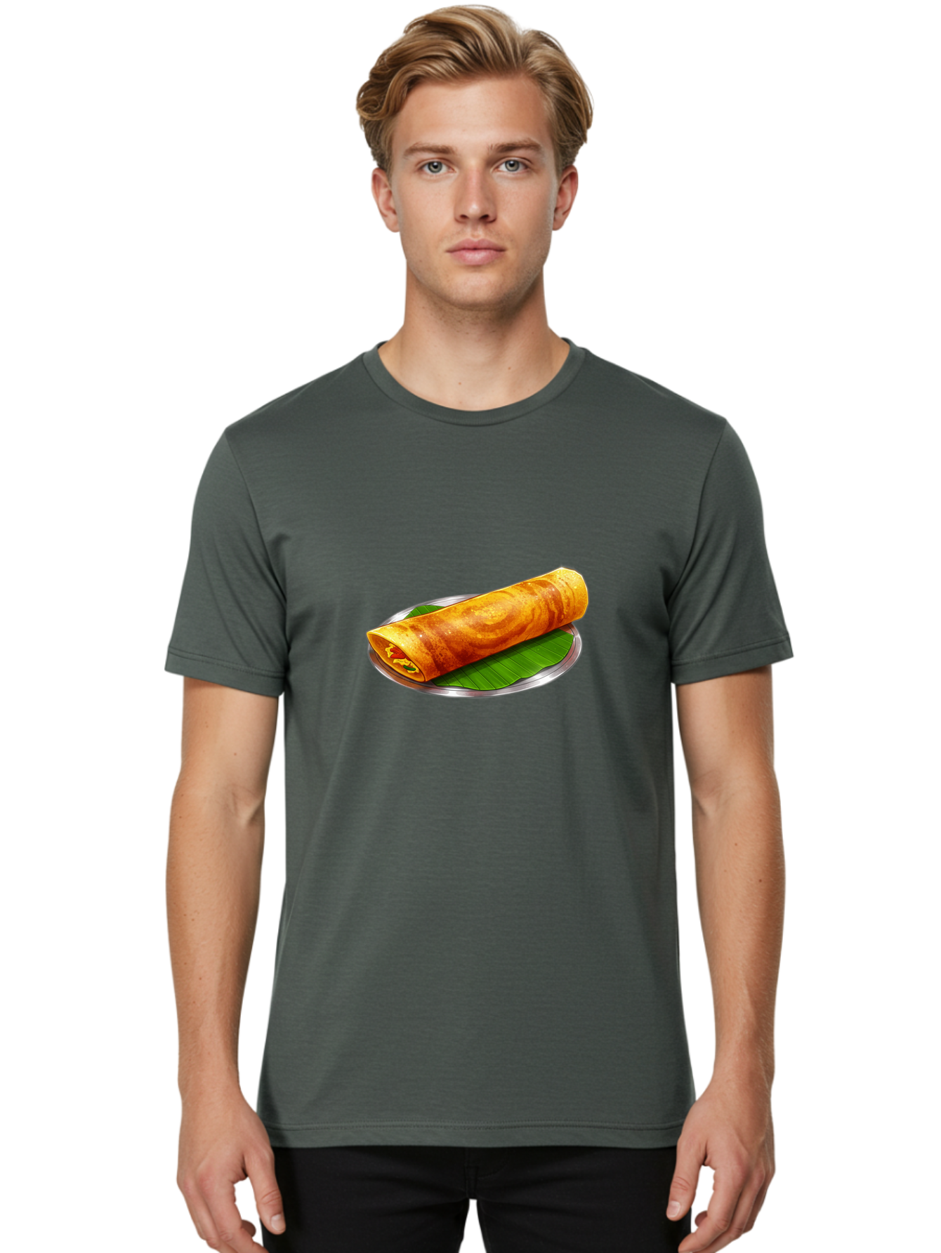 Masala-Dosa-15 Men'S Graphic Tee, 100% Cotton, Comfortable Casual Summer Wear, Machine Washable, Indian Cuisine, South Indian Food, Crispy Dosa, Masala Filling, Traditional Breakfast, Street Food, Savory Crepe, Dosa Recipe, Indian Flatbread Baa976