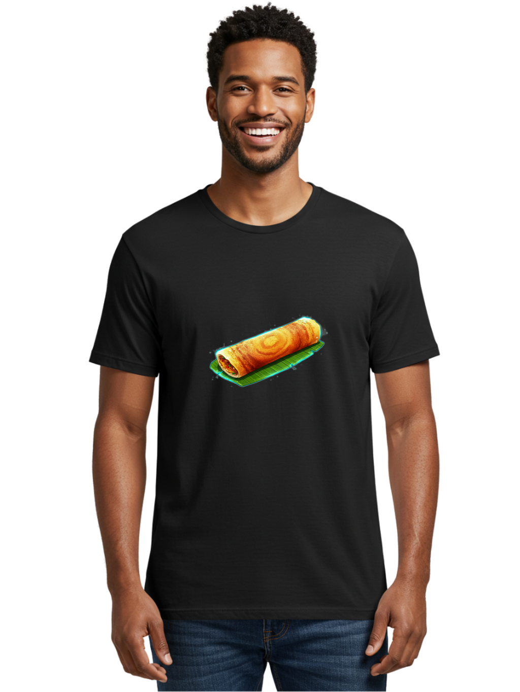 Masala-Dosa-16 Men'S Graphic Tee, 100% Cotton, Comfortable Casual Summer Wear, Machine Washable, South Indian Cuisine, Traditional Breakfast, Masala Dosa, Savory Crepe, Fermented Rice, Crispy Texture, Delicious Food, Indian Street Food Baa977