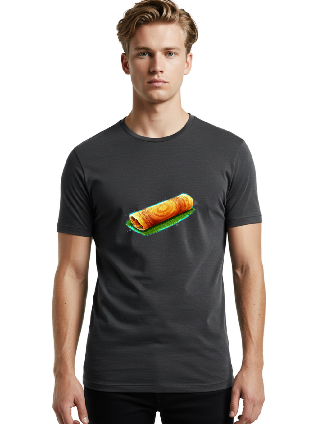 Masala-Dosa-16 Men'S Graphic Tee, 100% Cotton, Comfortable Casual Summer Wear, Machine Washable, South Indian Cuisine, Traditional Breakfast, Masala Dosa, Savory Crepe, Fermented Rice, Crispy Texture, Delicious Food, Indian Street Food Baa977