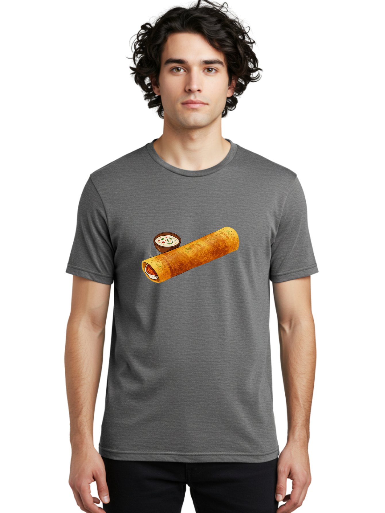 Masala-Dosa-17 Men'S Graphic Tee, 100% Cotton, Comfortable Casual Summer Wear, Machine Washable, South Indian Cuisine, Masala Dosa, Crepe Filled With Spiced Potatoes, Chutney, Traditional Breakfast, Indian Food, Dosa Recipe, Spicy Filling, Baa978