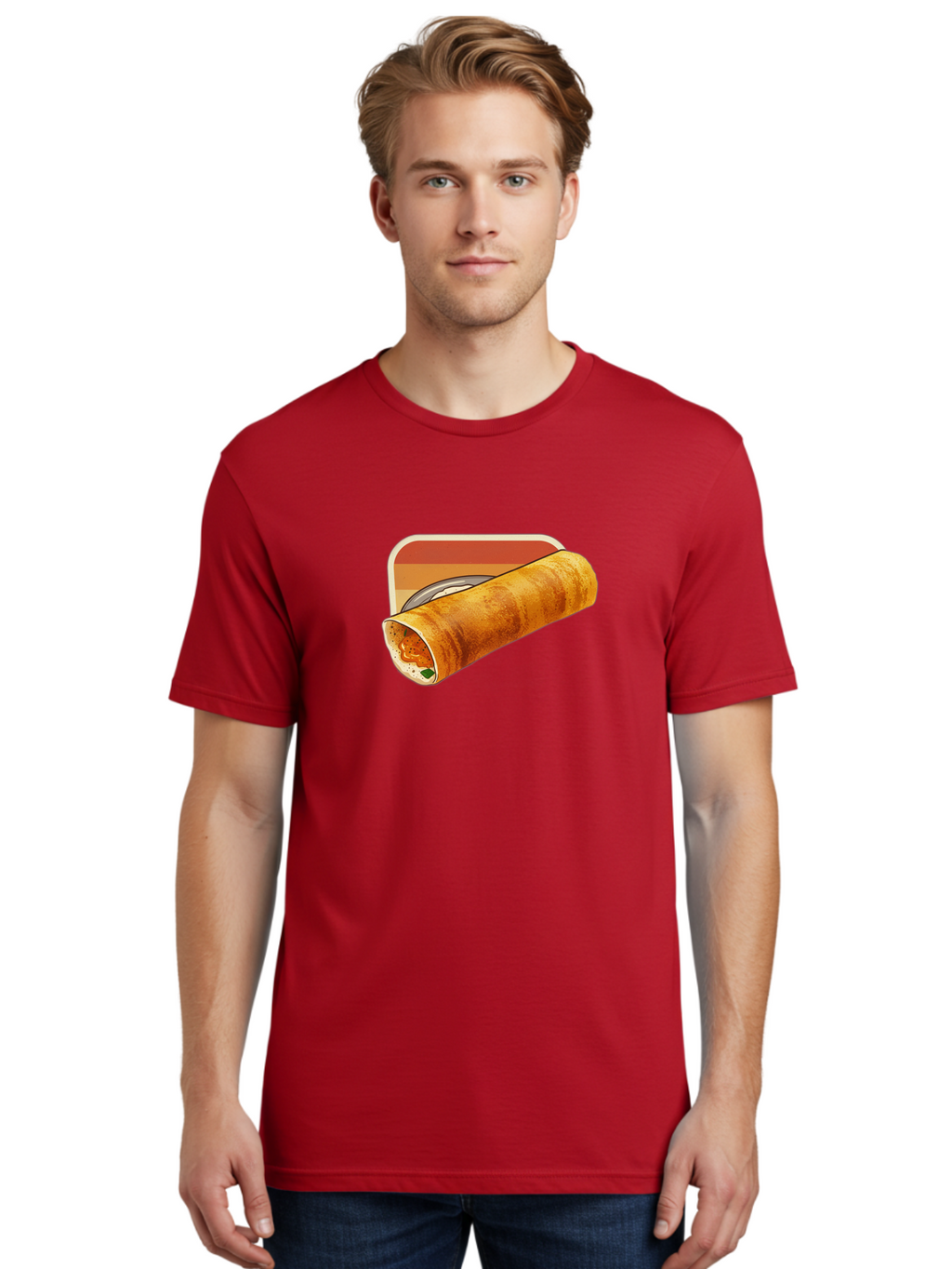 Masala-Dosa-18 Men'S Graphic Tee, 100% Cotton, Comfortable Casual Summer Wear, Machine Washable, South Indian Cuisine, Dosa Recipe, Indian Street Food, Rolled Dosa, Savory Crepe, Spicy Filling, Traditional Breakfast Baa979