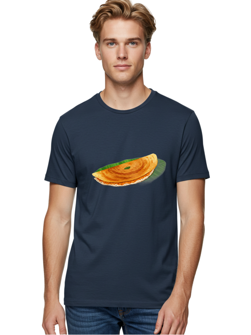 Masala-Dosa-3 Men'S Graphic Tee, 100% Cotton, Comfortable Casual Summer Wear, Machine Washable, South Indian Cuisine, Traditional Breakfast, Masala Dosa, Crispy Crepe, Savory Filling, Spicy Potato, Fermented Rice, Lentil Batter, Baa981