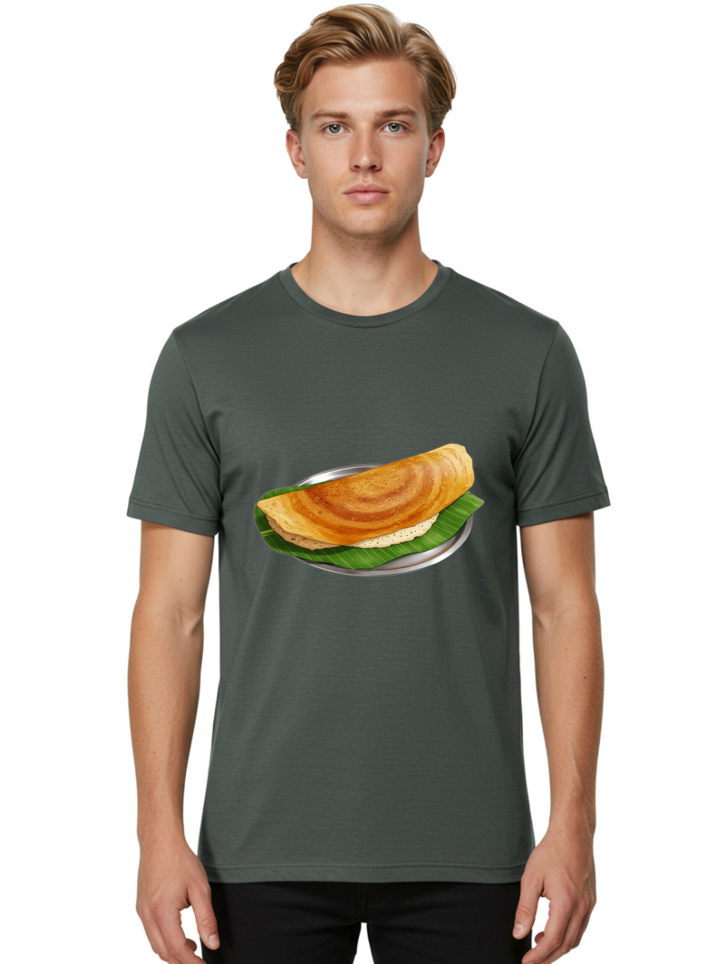 Masala-Dosa-4 Men'S Graphic Tee, 100% Cotton, Comfortable Casual Summer Wear, Machine Washable, Indian Cuisine, South Indian Food, Fermented Crepe, Dosa Recipe, Traditional Breakfast, Crispy Dosa, Savory Dish, South Asian Delicacy, Baa982