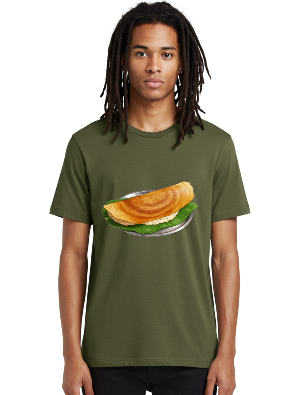 Masala-Dosa-4 Men'S Graphic Tee, 100% Cotton, Comfortable Casual Summer Wear, Machine Washable, Indian Cuisine, South Indian Food, Fermented Crepe, Dosa Recipe, Traditional Breakfast, Crispy Dosa, Savory Dish, South Asian Delicacy, Baa982