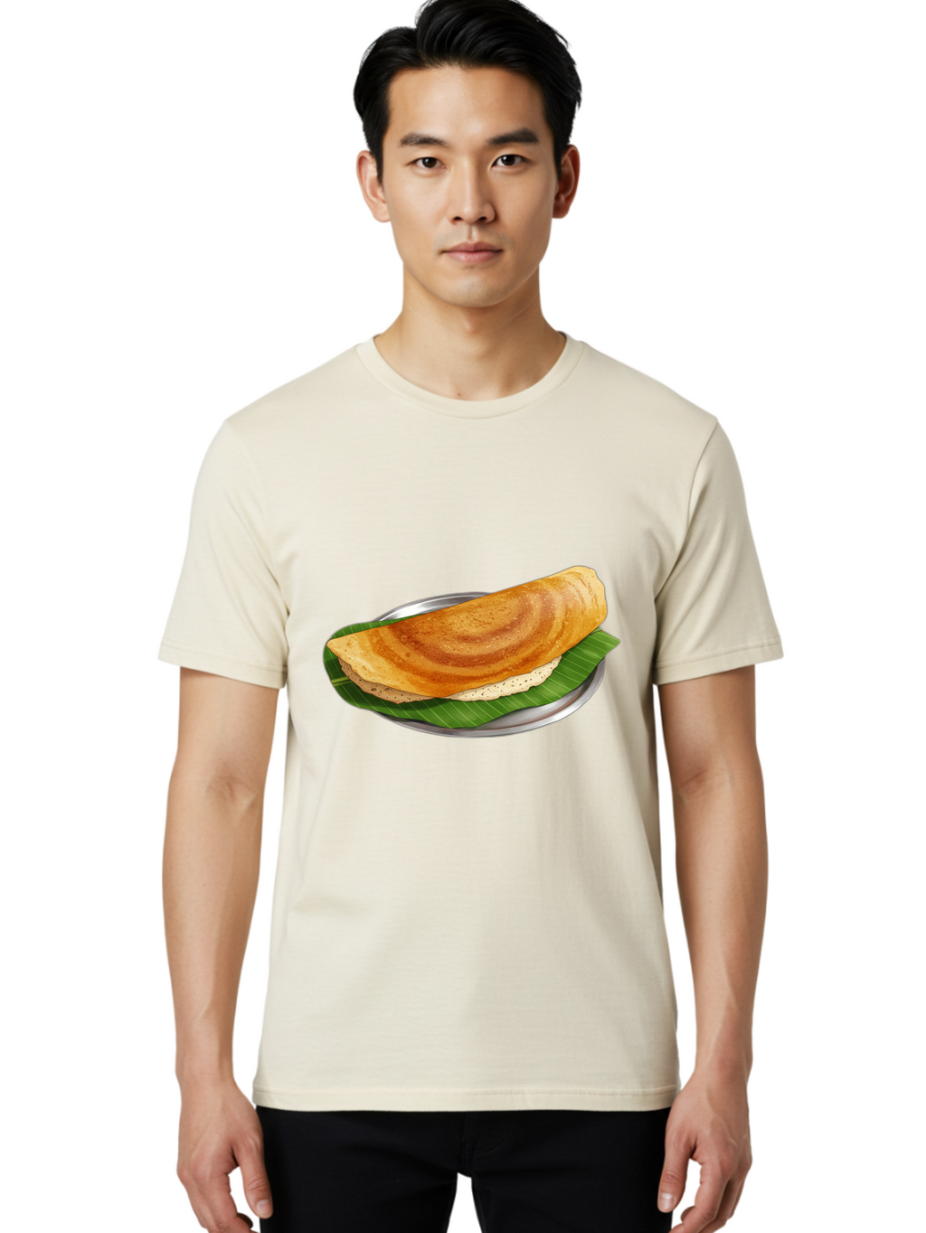 Masala-Dosa-4 Men'S Graphic Tee, 100% Cotton, Comfortable Casual Summer Wear, Machine Washable, Indian Cuisine, South Indian Food, Fermented Crepe, Dosa Recipe, Traditional Breakfast, Crispy Dosa, Savory Dish, South Asian Delicacy, Baa982