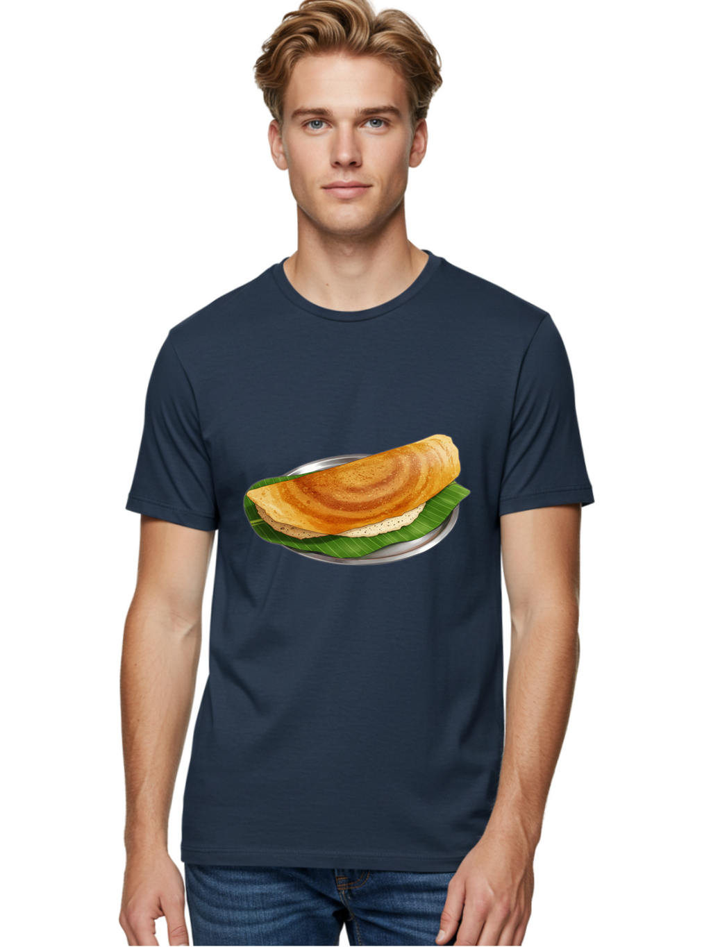 Masala-Dosa-4 Men'S Graphic Tee, 100% Cotton, Comfortable Casual Summer Wear, Machine Washable, Indian Cuisine, South Indian Food, Fermented Crepe, Dosa Recipe, Traditional Breakfast, Crispy Dosa, Savory Dish, South Asian Delicacy, Baa982