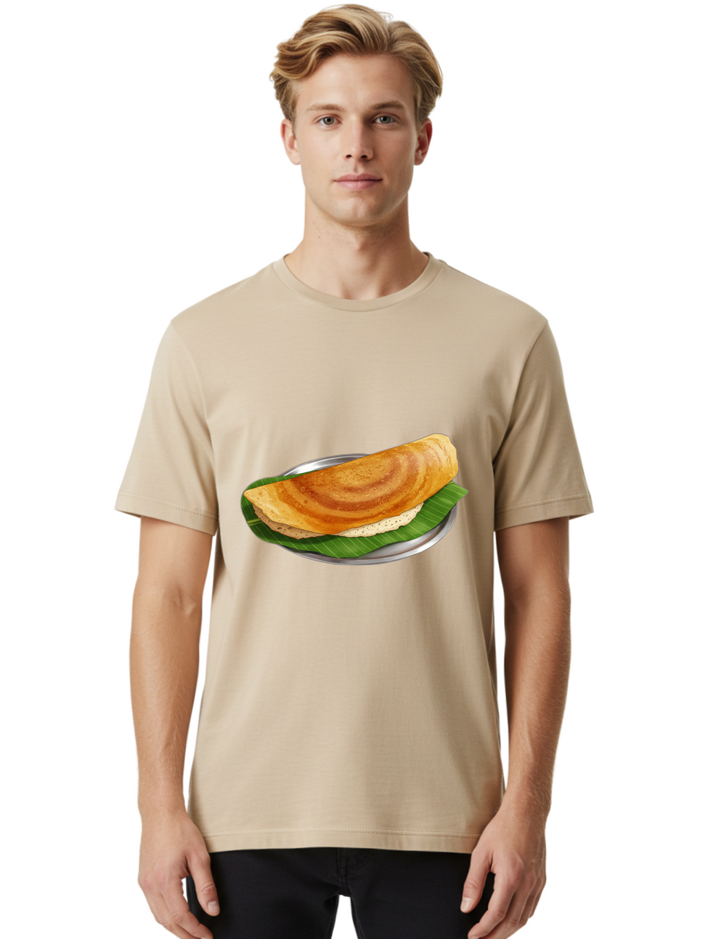 Masala-Dosa-4 Men'S Graphic Tee, 100% Cotton, Comfortable Casual Summer Wear, Machine Washable, Indian Cuisine, South Indian Food, Fermented Crepe, Dosa Recipe, Traditional Breakfast, Crispy Dosa, Savory Dish, South Asian Delicacy, Baa982