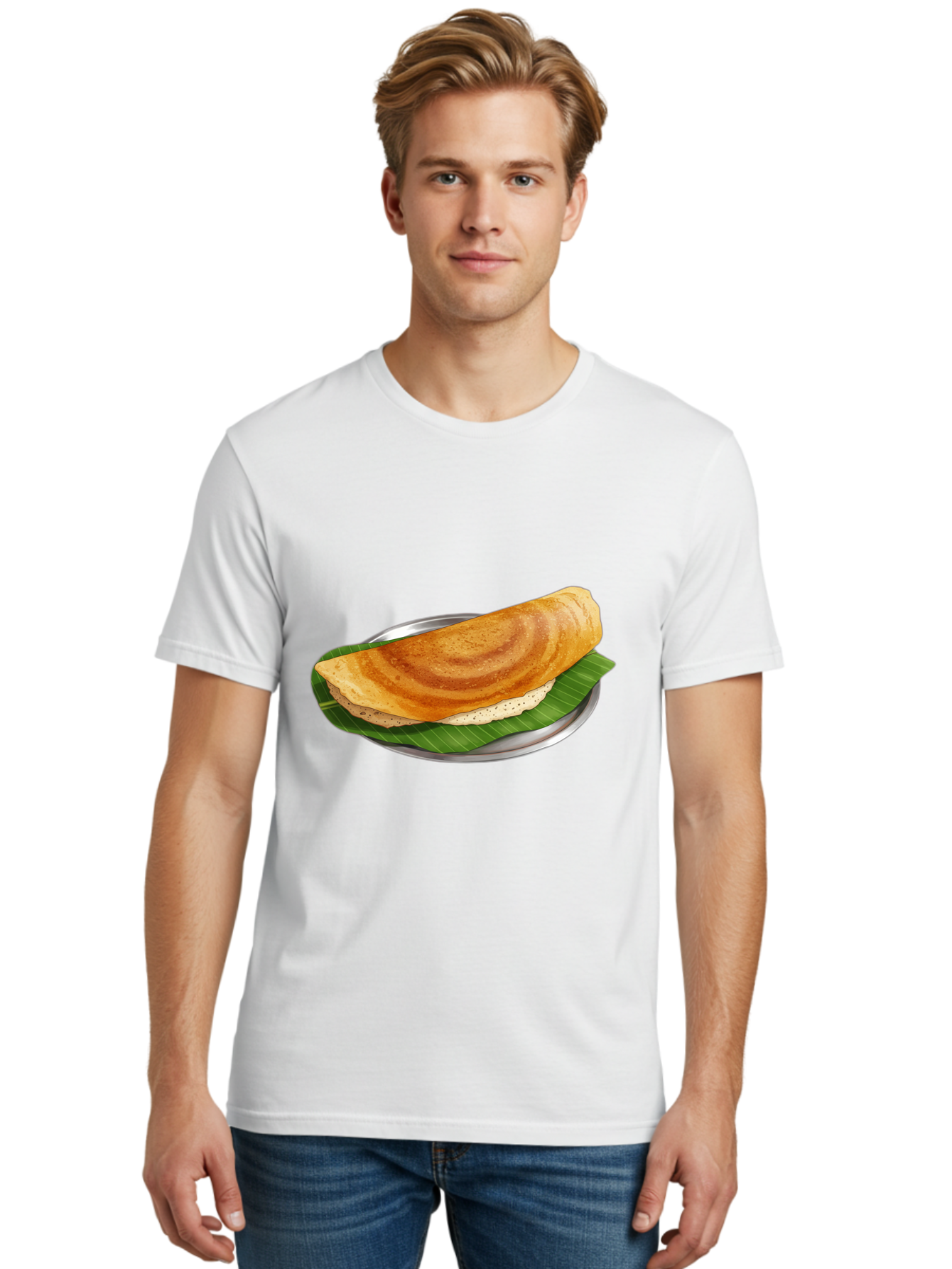 Masala-Dosa-4 Men'S Graphic Tee, 100% Cotton, Comfortable Casual Summer Wear, Machine Washable, Indian Cuisine, South Indian Food, Fermented Crepe, Dosa Recipe, Traditional Breakfast, Crispy Dosa, Savory Dish, South Asian Delicacy, Baa982
