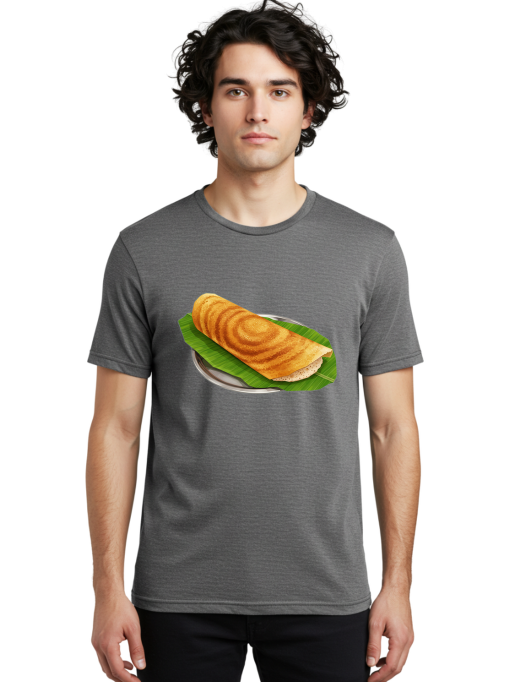 Masala-Dosa-6 Men'S Graphic Tee, 100% Cotton, Comfortable Casual Summer Wear, Machine Washable, South Indian Cuisine, Traditional Breakfast, Dosa Recipe, Masala Dosa, Indian Food, Fermented Crepe, Savory Dish, Authentic Indian, Crispy Dosa, Baa984