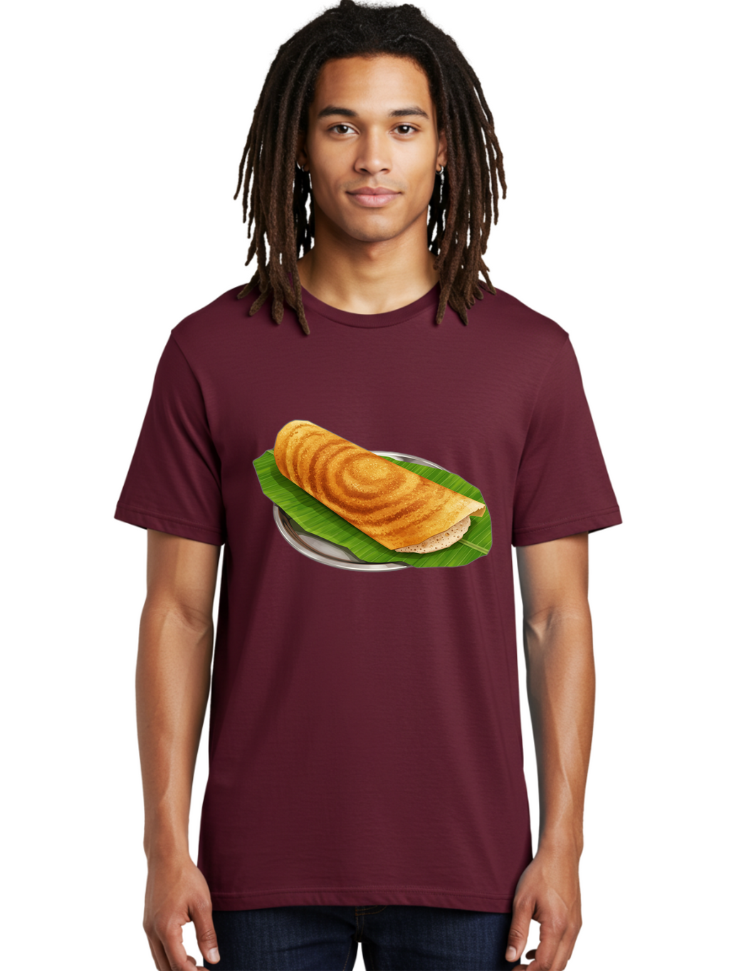 Masala-Dosa-6 Men'S Graphic Tee, 100% Cotton, Comfortable Casual Summer Wear, Machine Washable, South Indian Cuisine, Traditional Breakfast, Dosa Recipe, Masala Dosa, Indian Food, Fermented Crepe, Savory Dish, Authentic Indian, Crispy Dosa, Baa984