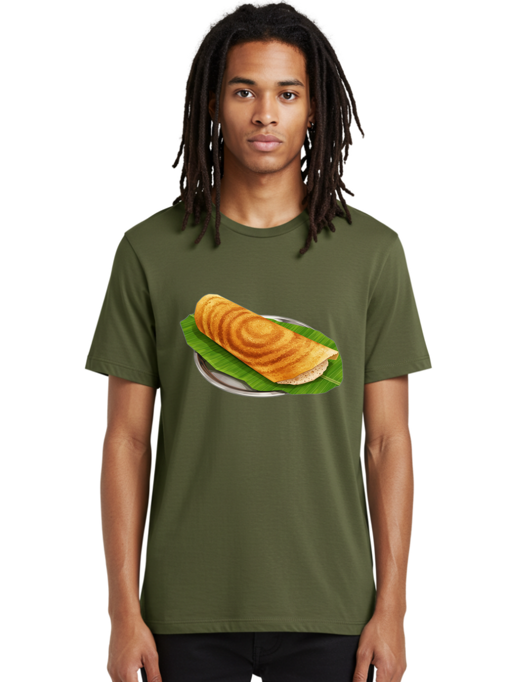 Masala-Dosa-6 Men'S Graphic Tee, 100% Cotton, Comfortable Casual Summer Wear, Machine Washable, South Indian Cuisine, Traditional Breakfast, Dosa Recipe, Masala Dosa, Indian Food, Fermented Crepe, Savory Dish, Authentic Indian, Crispy Dosa, Baa984