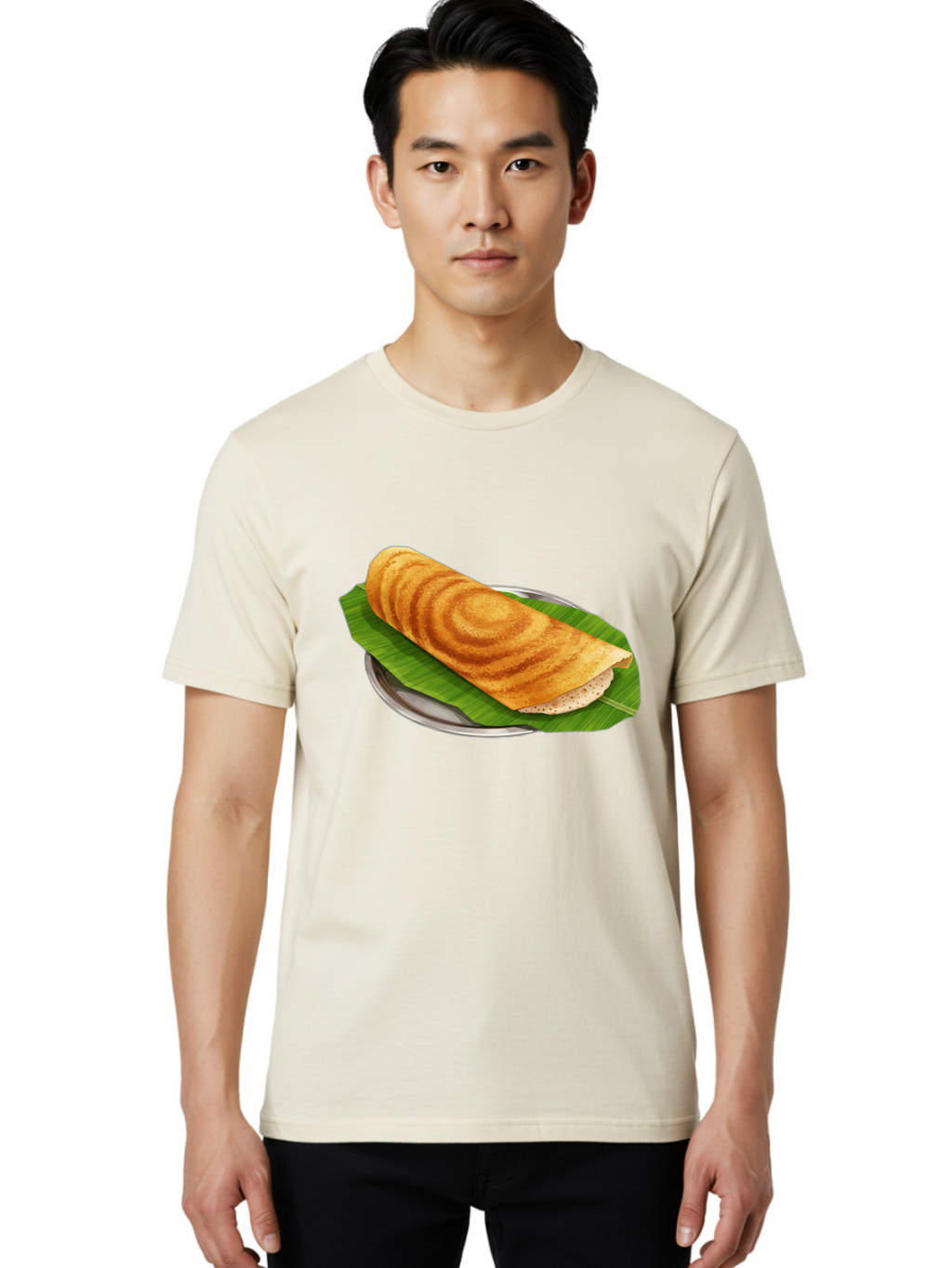 Masala-Dosa-6 Men'S Graphic Tee, 100% Cotton, Comfortable Casual Summer Wear, Machine Washable, South Indian Cuisine, Traditional Breakfast, Dosa Recipe, Masala Dosa, Indian Food, Fermented Crepe, Savory Dish, Authentic Indian, Crispy Dosa, Baa984