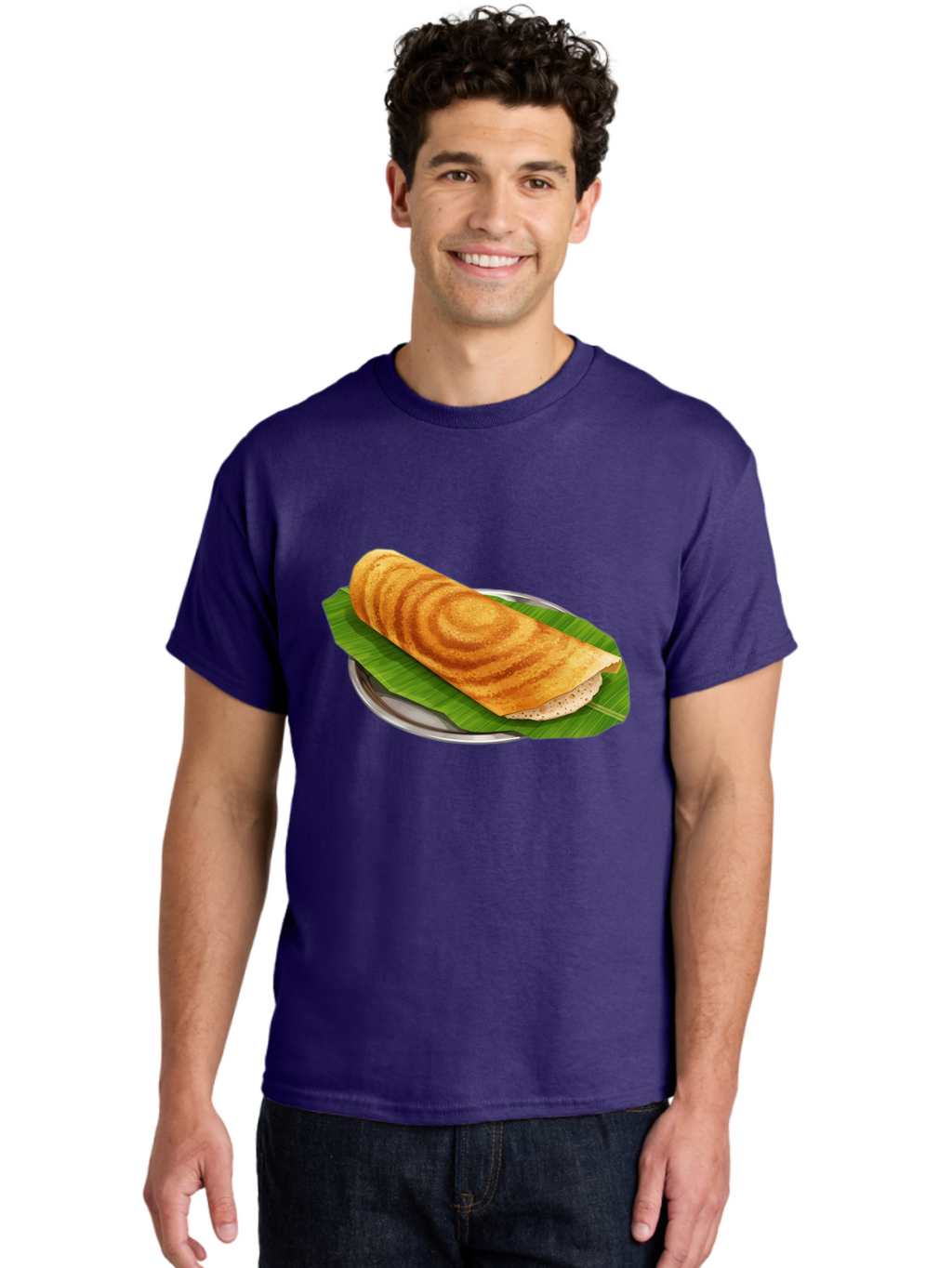 Masala-Dosa-6 Men'S Graphic Tee, 100% Cotton, Comfortable Casual Summer Wear, Machine Washable, South Indian Cuisine, Traditional Breakfast, Dosa Recipe, Masala Dosa, Indian Food, Fermented Crepe, Savory Dish, Authentic Indian, Crispy Dosa, Baa984