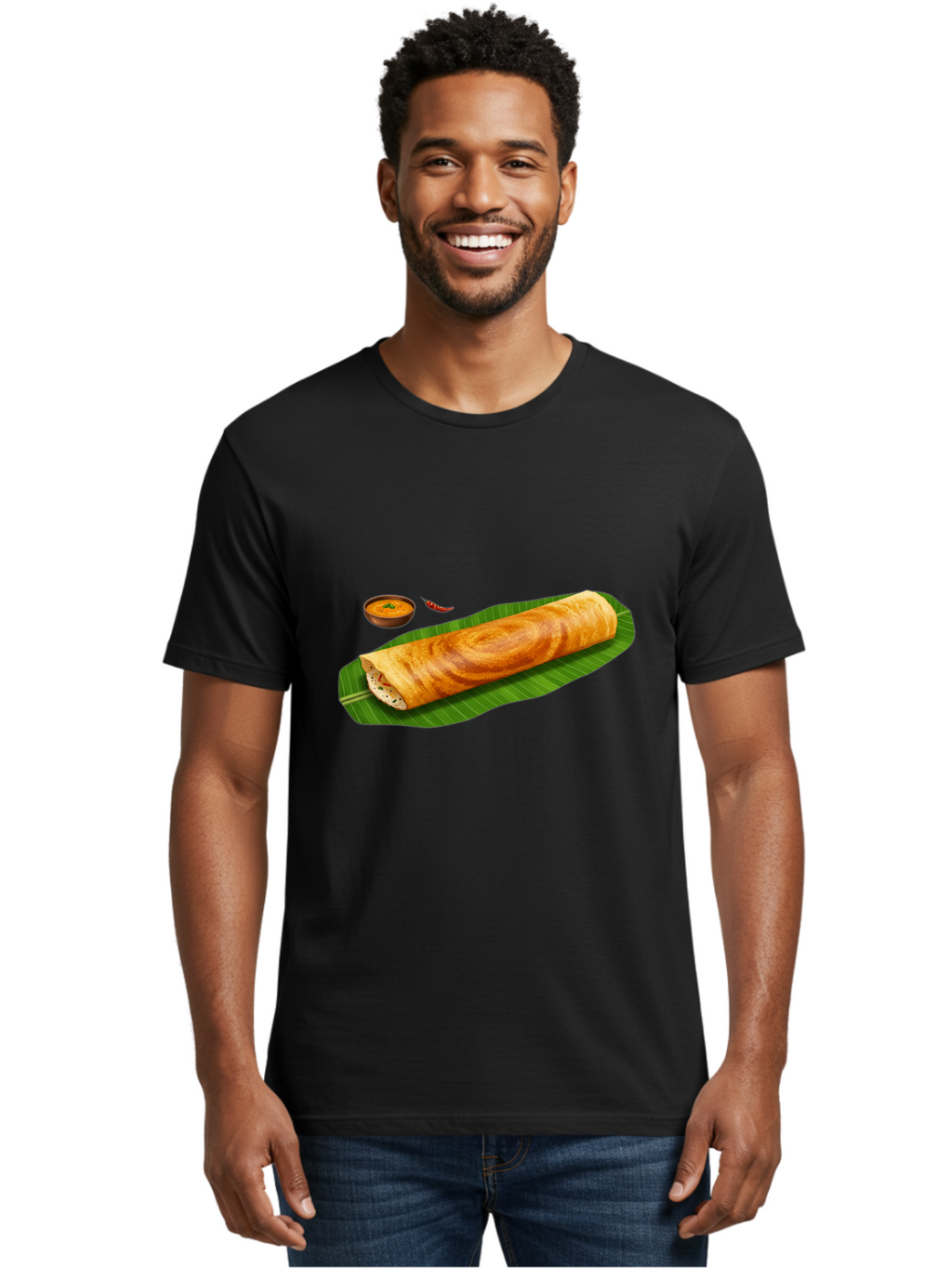 Masala-Dosa-7 Men'S Graphic Tee, 100% Cotton, Comfortable Casual Summer Wear, Machine Washable, South Indian Cuisine, Crispy Dosa, Masala Filling, Spiced Potatoes, Chutney, Traditional Food, Indian Breakfast, Dosa Recipe, Vegetarian Dish Baa985
