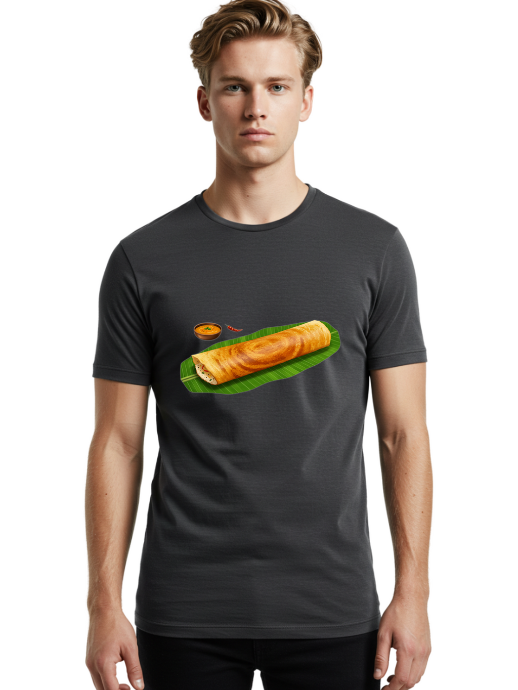 Masala-Dosa-7 Men'S Graphic Tee, 100% Cotton, Comfortable Casual Summer Wear, Machine Washable, South Indian Cuisine, Crispy Dosa, Masala Filling, Spiced Potatoes, Chutney, Traditional Food, Indian Breakfast, Dosa Recipe, Vegetarian Dish Baa985