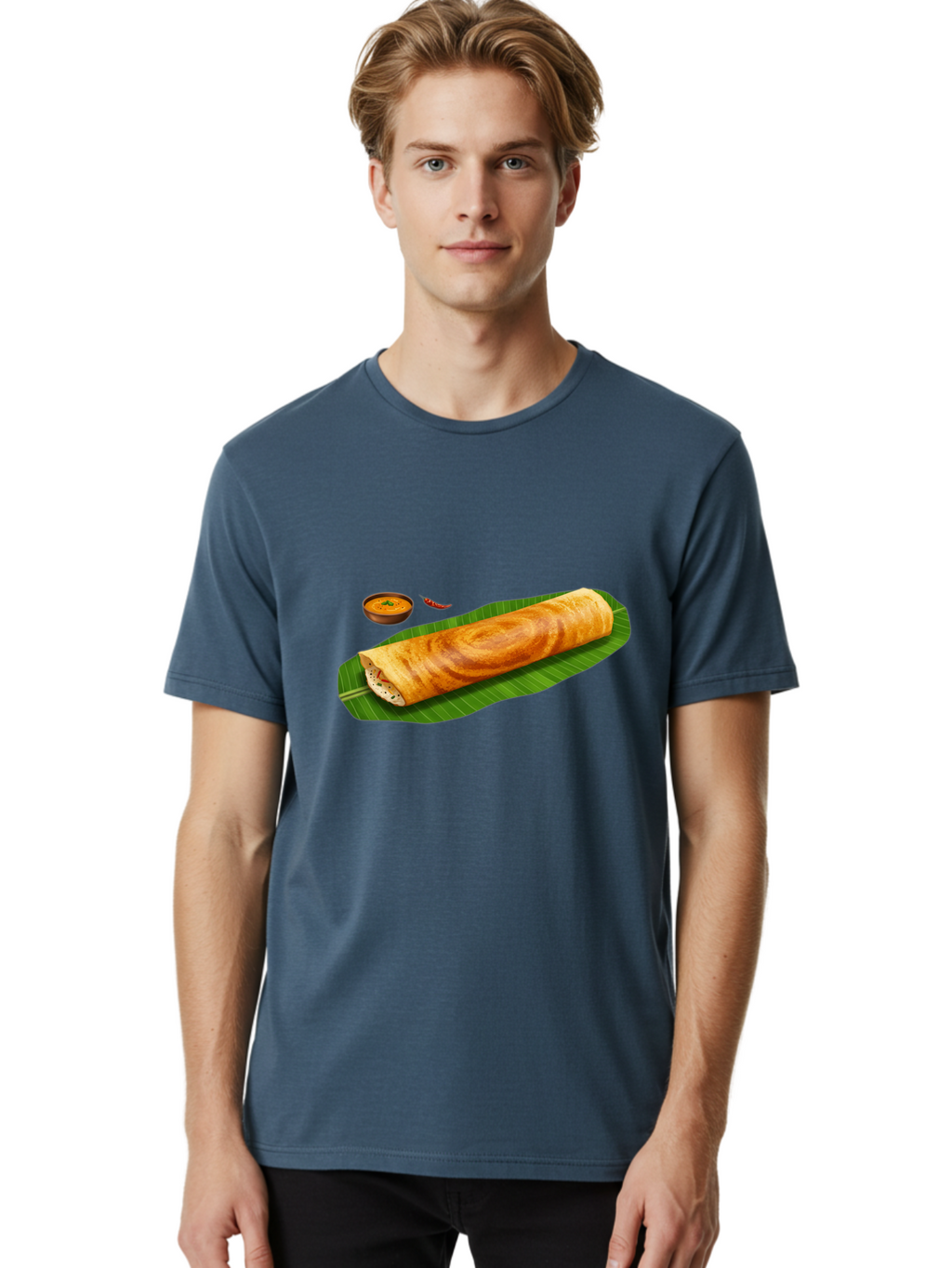 Masala-Dosa-7 Men'S Graphic Tee, 100% Cotton, Comfortable Casual Summer Wear, Machine Washable, South Indian Cuisine, Crispy Dosa, Masala Filling, Spiced Potatoes, Chutney, Traditional Food, Indian Breakfast, Dosa Recipe, Vegetarian Dish Baa985