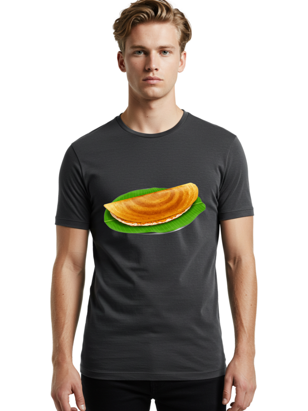Masoori-Dosa Men'S Graphic Tee, 100% Cotton, Comfortable Casual Summer Wear, Machine Washable, Crispy Dosa, Indian Cuisine, South Indian Food, Traditional Breakfast, Fermented Rice And Lentil Crepe, Masoori Dosa Baa990