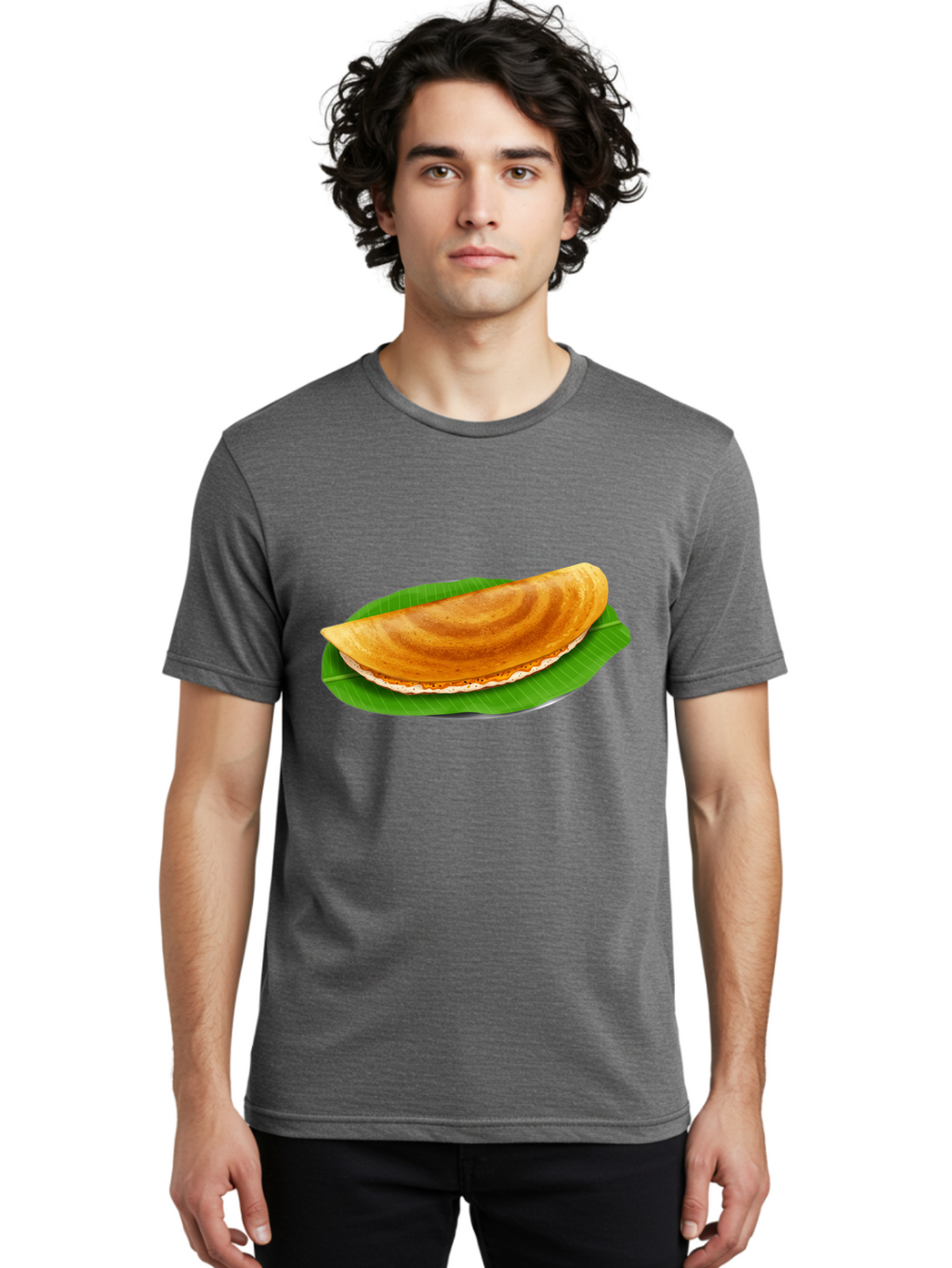 Masoori-Dosa Men'S Graphic Tee, 100% Cotton, Comfortable Casual Summer Wear, Machine Washable, Crispy Dosa, Indian Cuisine, South Indian Food, Traditional Breakfast, Fermented Rice And Lentil Crepe, Masoori Dosa Baa990