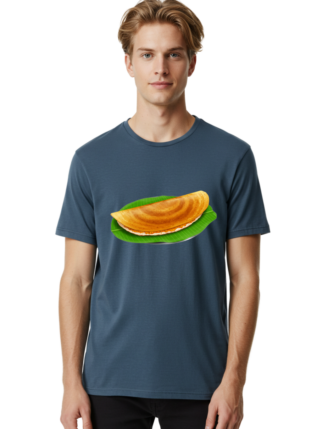Masoori-Dosa Men'S Graphic Tee, 100% Cotton, Comfortable Casual Summer Wear, Machine Washable, Crispy Dosa, Indian Cuisine, South Indian Food, Traditional Breakfast, Fermented Rice And Lentil Crepe, Masoori Dosa Baa990