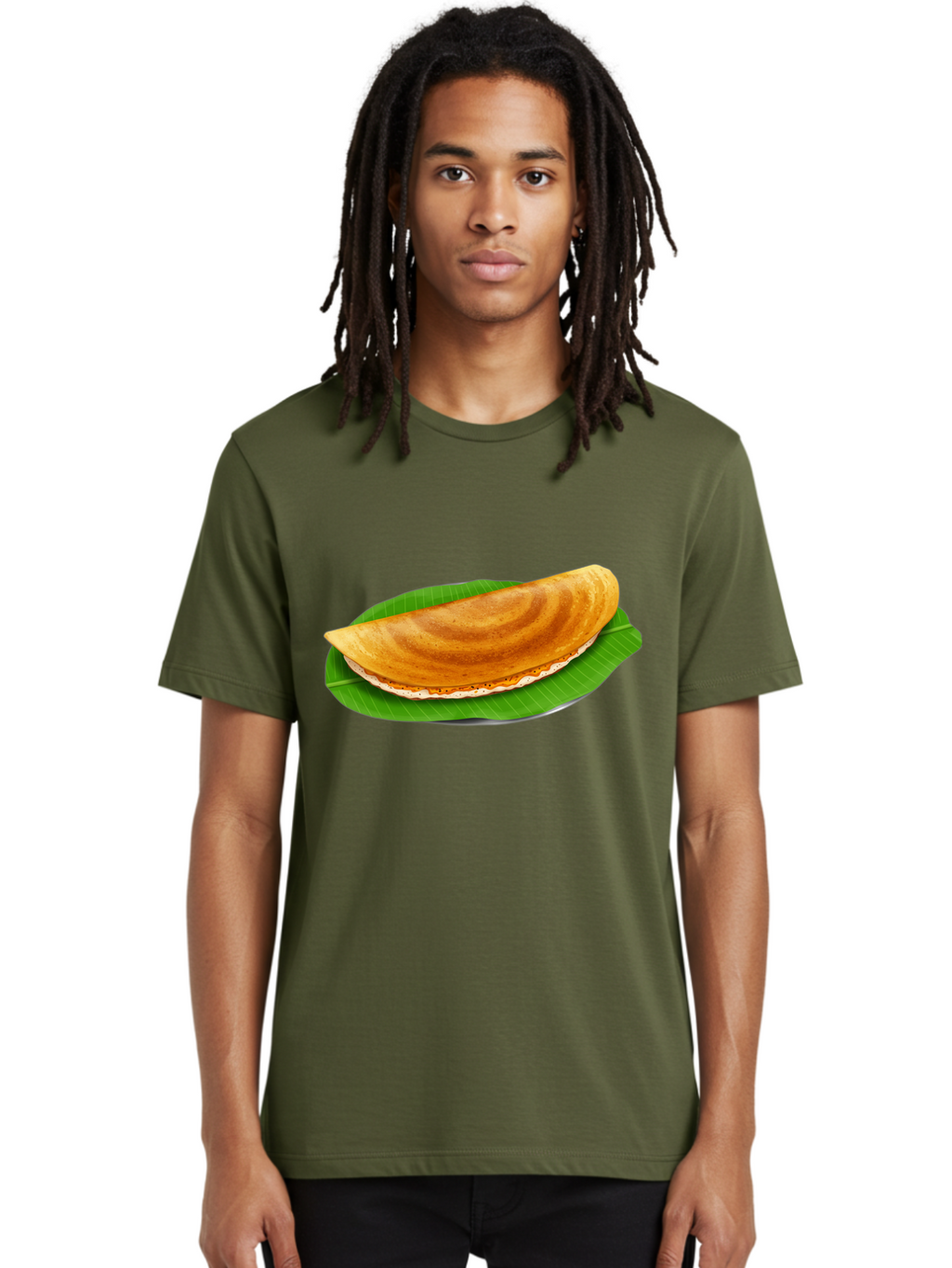 Masoori-Dosa Men'S Graphic Tee, 100% Cotton, Comfortable Casual Summer Wear, Machine Washable, Crispy Dosa, Indian Cuisine, South Indian Food, Traditional Breakfast, Fermented Rice And Lentil Crepe, Masoori Dosa Baa990