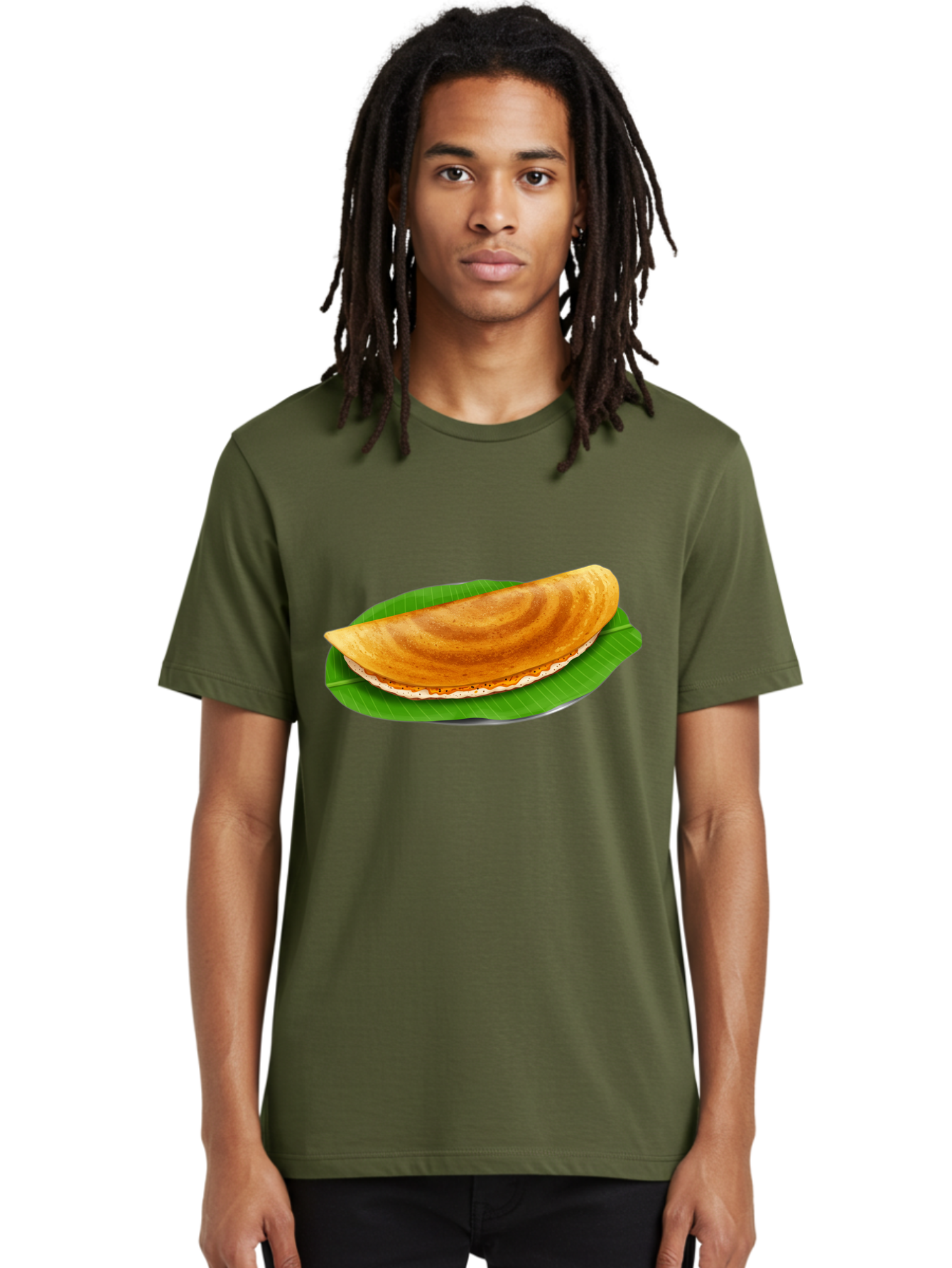 Masoori-Dosa Men'S Graphic Tee, 100% Cotton, Comfortable Casual Summer Wear, Machine Washable, Crispy Dosa, Indian Cuisine, South Indian Food, Traditional Breakfast, Fermented Rice And Lentil Crepe, Masoori Dosa Baa990