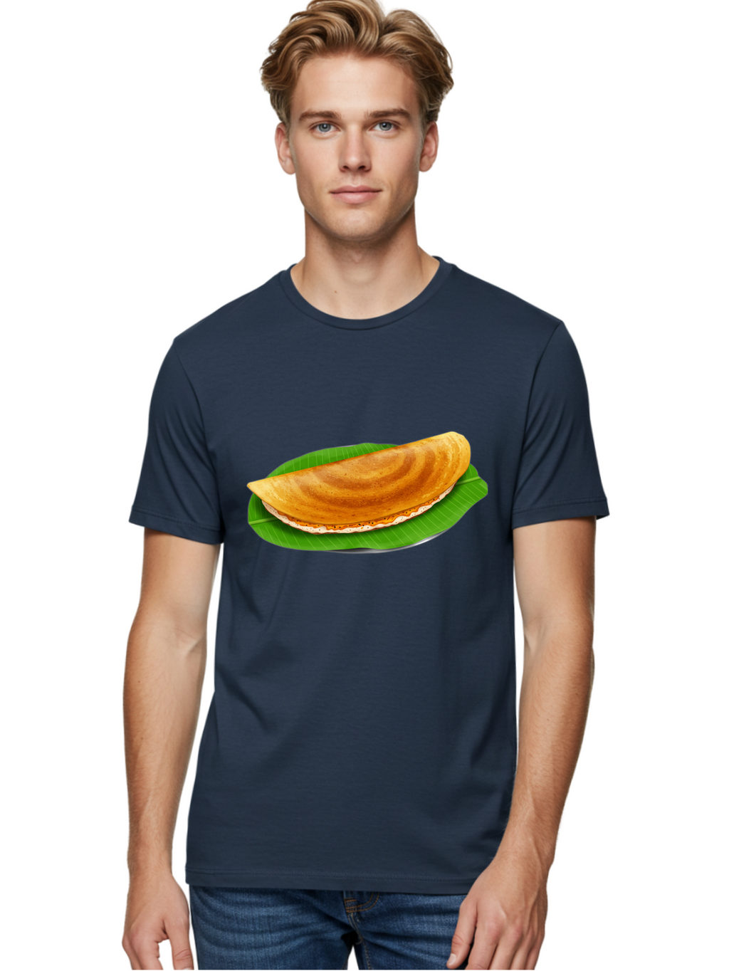 Masoori-Dosa Men'S Graphic Tee, 100% Cotton, Comfortable Casual Summer Wear, Machine Washable, Crispy Dosa, Indian Cuisine, South Indian Food, Traditional Breakfast, Fermented Rice And Lentil Crepe, Masoori Dosa Baa990