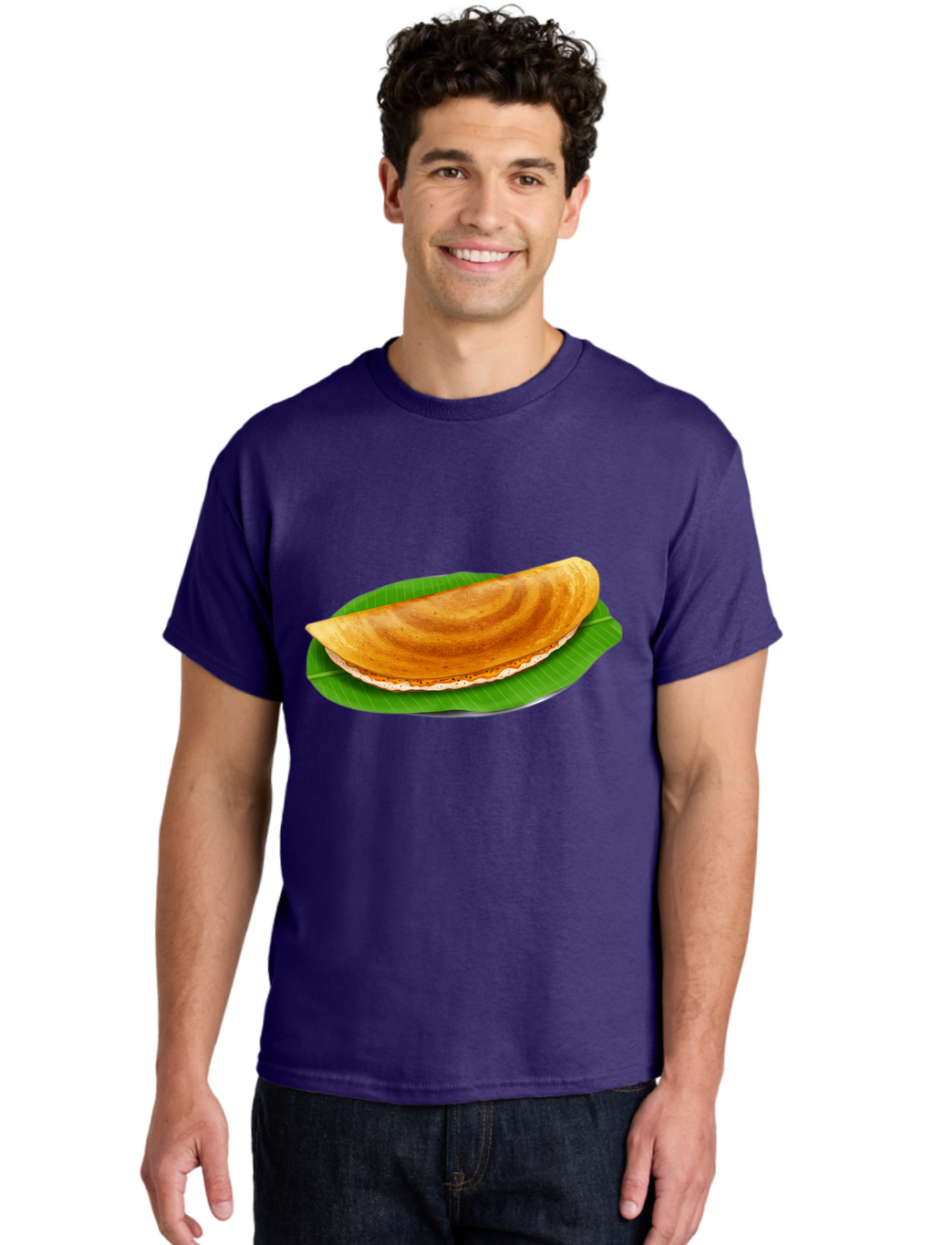 Masoori-Dosa Men'S Graphic Tee, 100% Cotton, Comfortable Casual Summer Wear, Machine Washable, Crispy Dosa, Indian Cuisine, South Indian Food, Traditional Breakfast, Fermented Rice And Lentil Crepe, Masoori Dosa Baa990