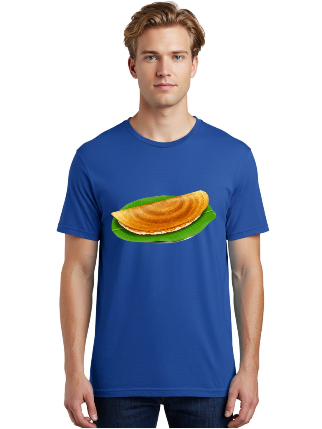 Masoori-Dosa Men'S Graphic Tee, 100% Cotton, Comfortable Casual Summer Wear, Machine Washable, Crispy Dosa, Indian Cuisine, South Indian Food, Traditional Breakfast, Fermented Rice And Lentil Crepe, Masoori Dosa Baa990