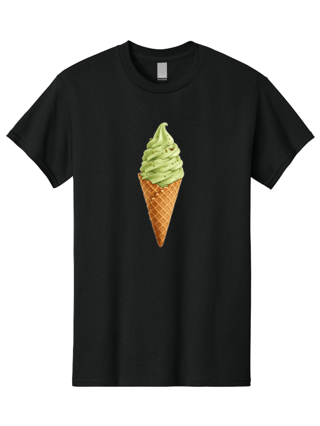 Matcha-Ice-Cream-Cone Men'S Graphic Tee, 100% Cotton, Comfortable Casual Summer Wear, Machine Washable, Matcha Ice Cream, Soft Serve Ice Cream, Waffle Cone, Green Tea Flavor, Sweet Treat, Summer Dessert, Ice Cream Cone, Creamy Texture Baa992