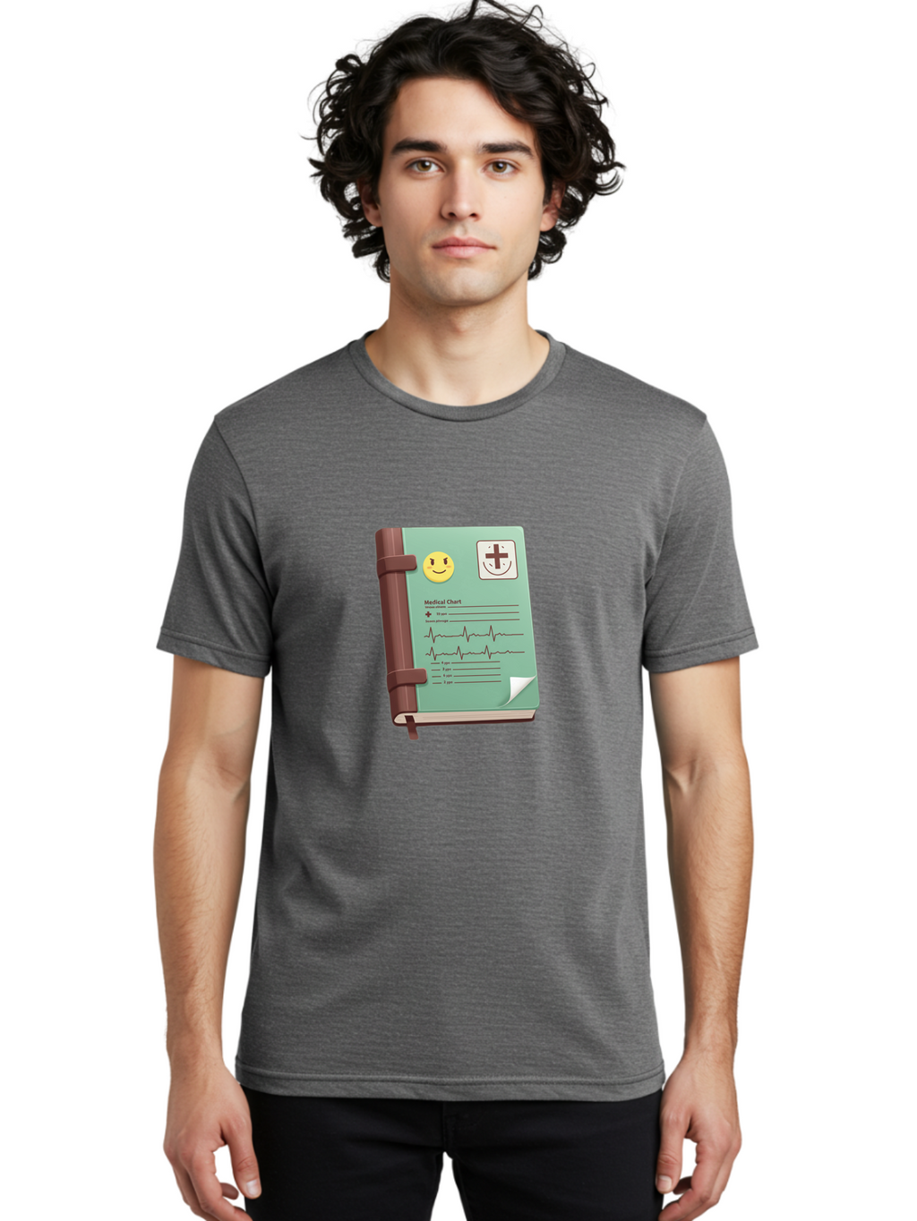 Medical-Chart Men'S Graphic Tee, 100% Cotton, Comfortable Casual Summer Wear, Machine Washable, Medical Chart, Health Record, Medical Journal, Smiley Face, Plus Sign, Heart Rate Monitor, Patient History Baa993