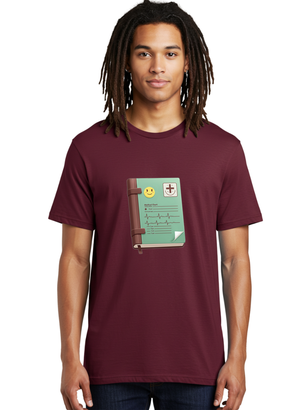 Medical-Chart Men'S Graphic Tee, 100% Cotton, Comfortable Casual Summer Wear, Machine Washable, Medical Chart, Health Record, Medical Journal, Smiley Face, Plus Sign, Heart Rate Monitor, Patient History Baa993