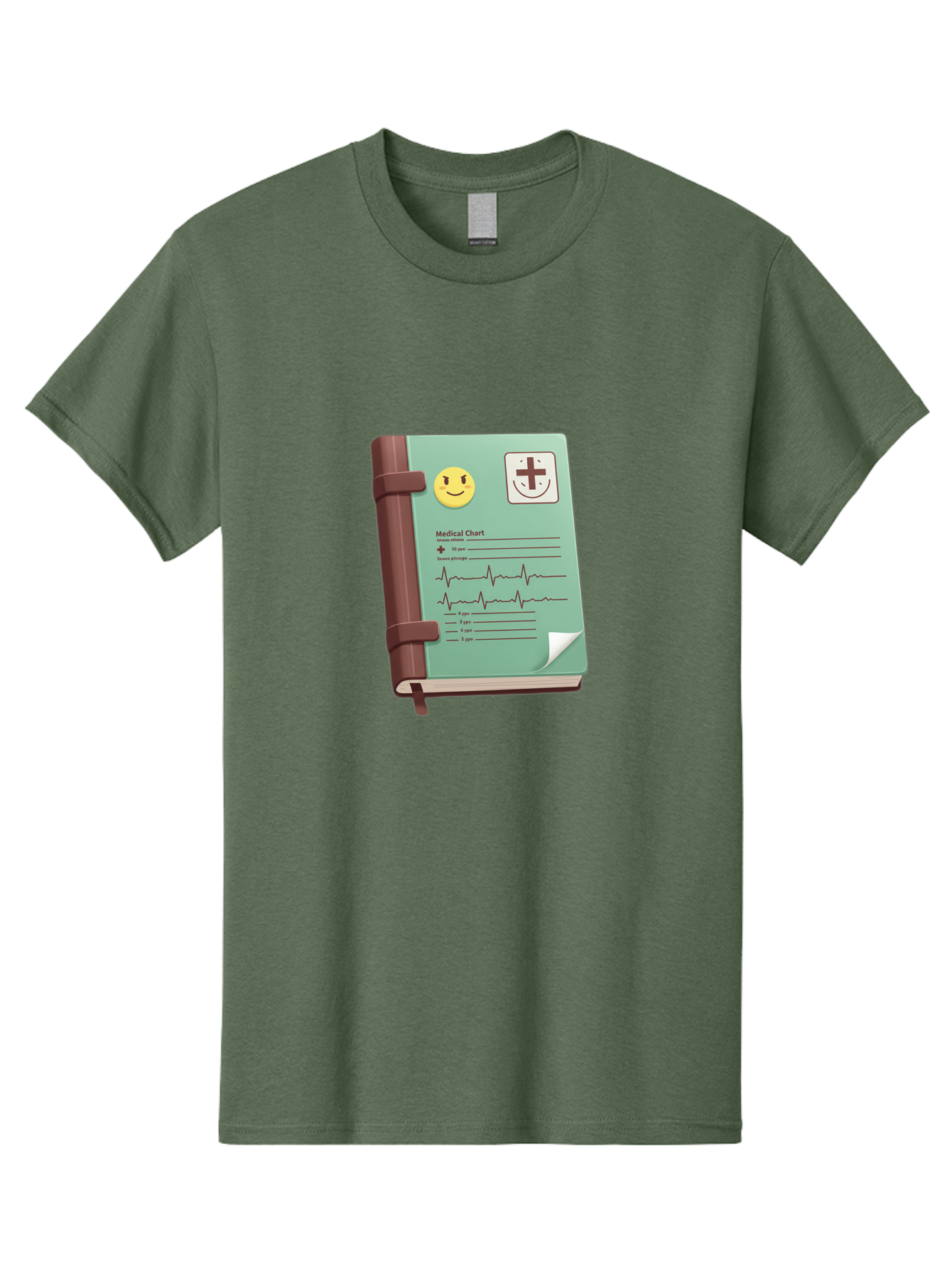 Medical-Chart Men'S Graphic Tee, 100% Cotton, Comfortable Casual Summer Wear, Machine Washable, Medical Chart, Health Record, Medical Journal, Smiley Face, Plus Sign, Heart Rate Monitor, Patient History Baa993